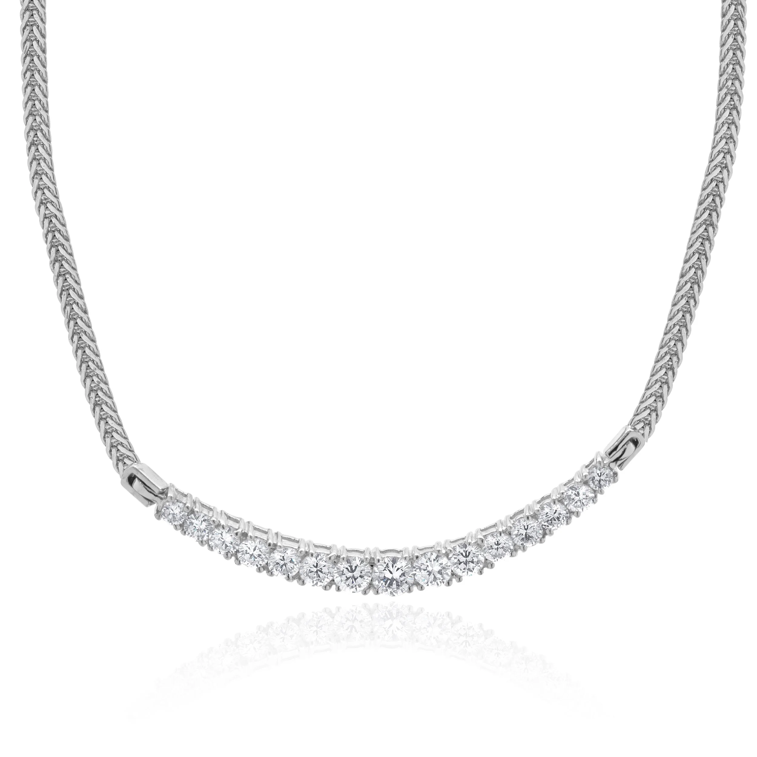 14 Karat White Gold Diamond Smile Necklace - Image 2