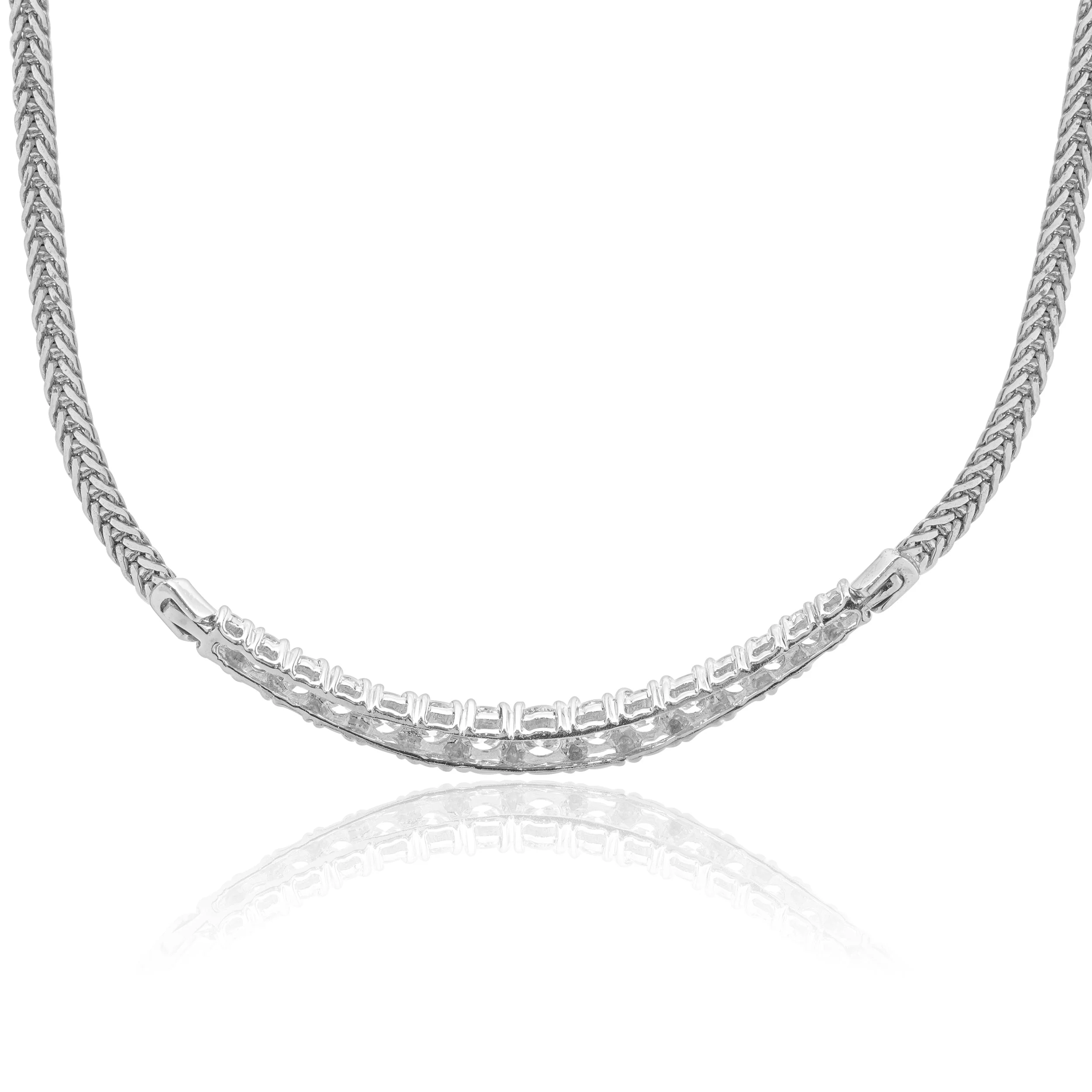 14 Karat White Gold Diamond Smile Necklace - Image 3