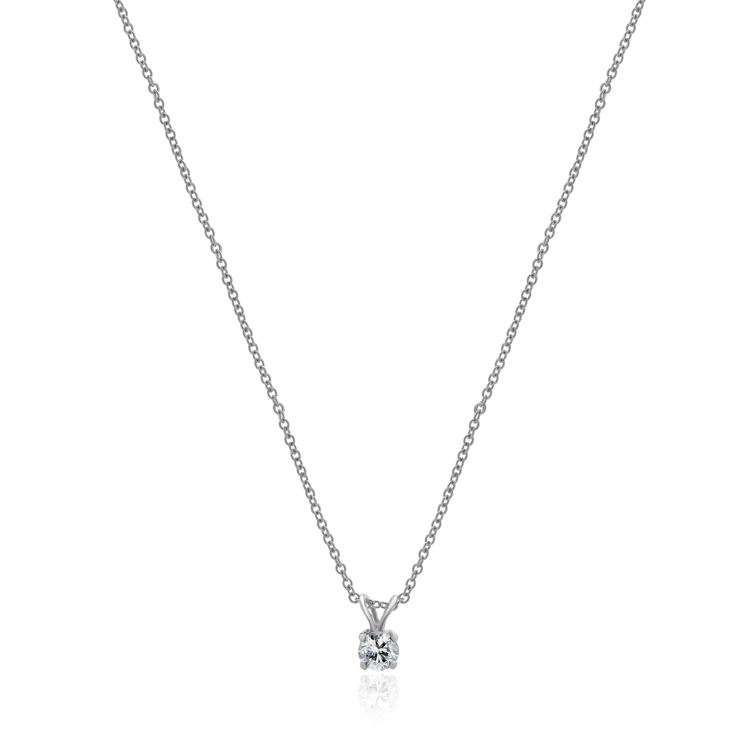14 Karat White Gold Diamond Solitaire Necklace