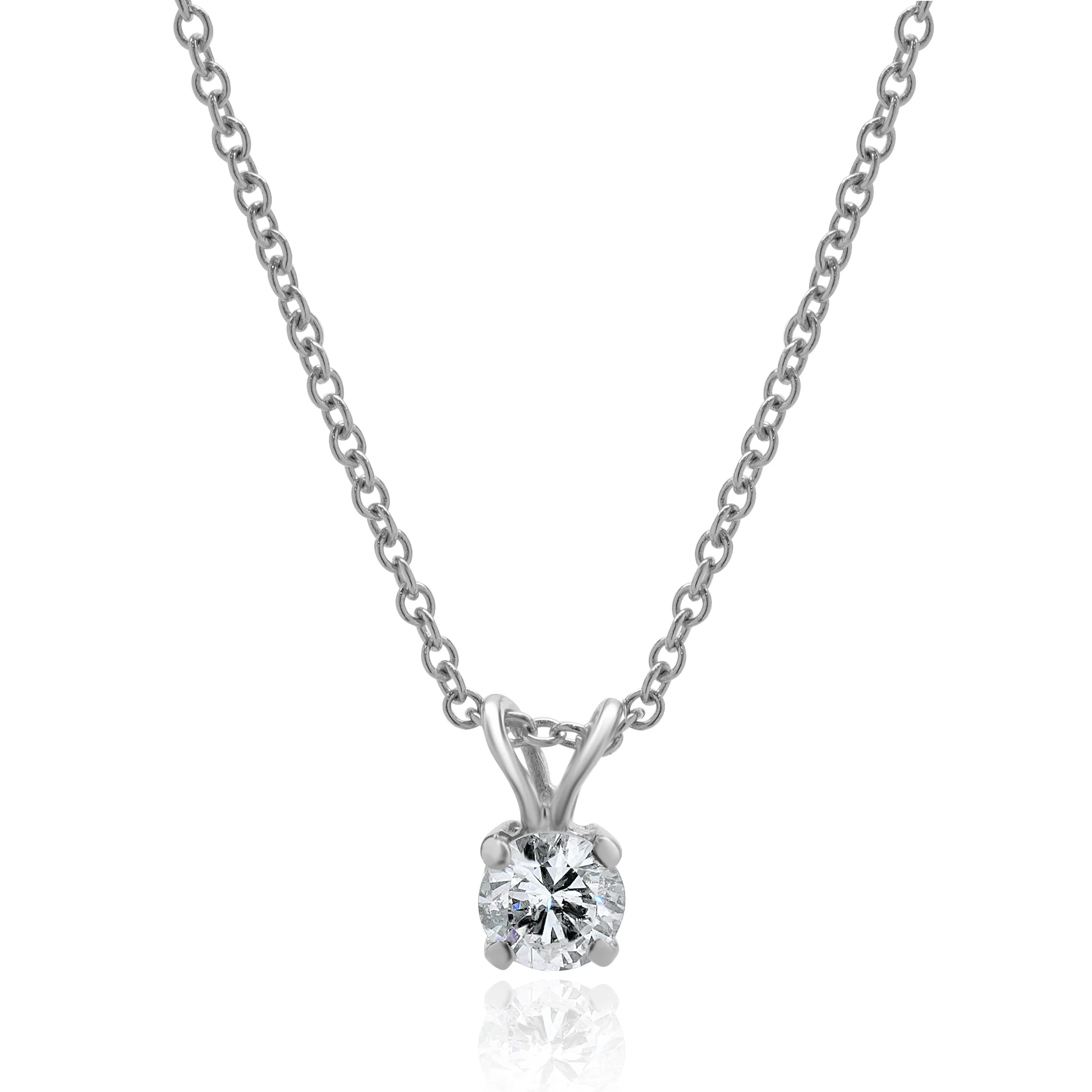 14 Karat White Gold Diamond Solitaire Necklace - Image 2