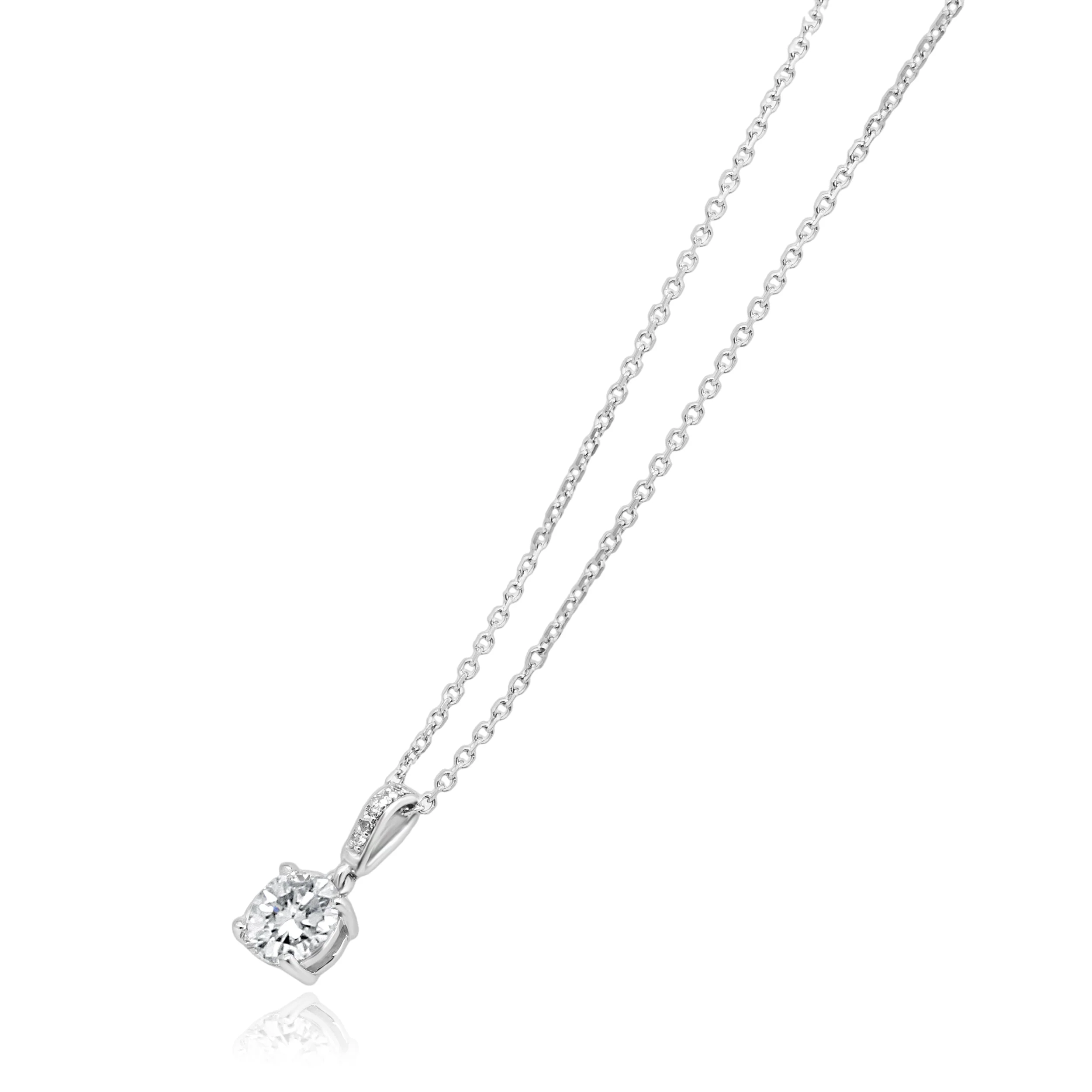 14 Karat White Gold Diamond Solitaire Pendant Necklace - Image 2