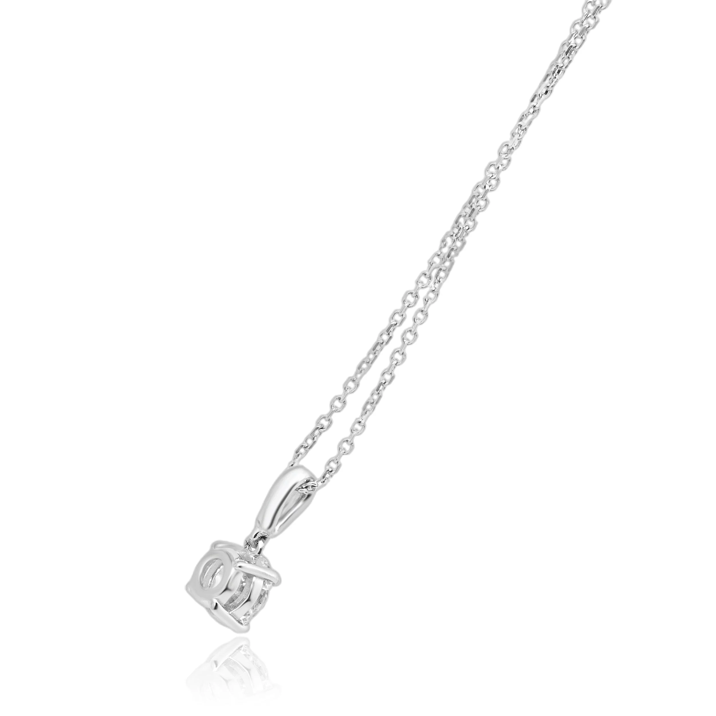 14 Karat White Gold Diamond Solitaire Pendant Necklace - Image 3
