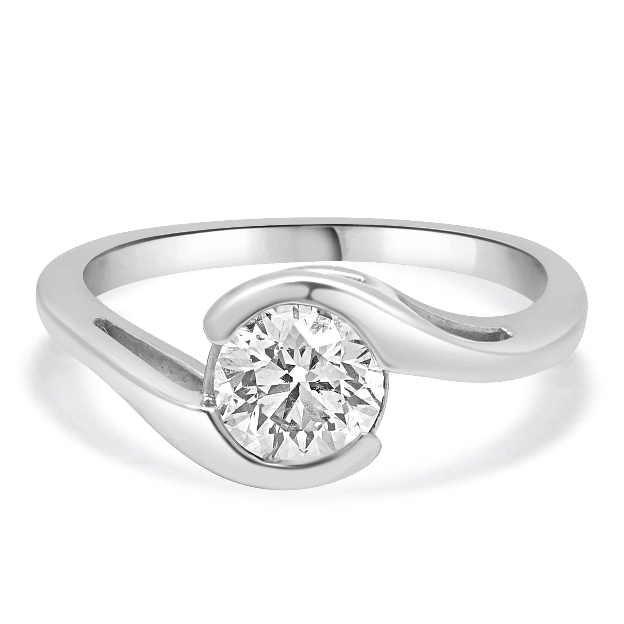 14 Karat White Gold Diamond Solitaire Ring