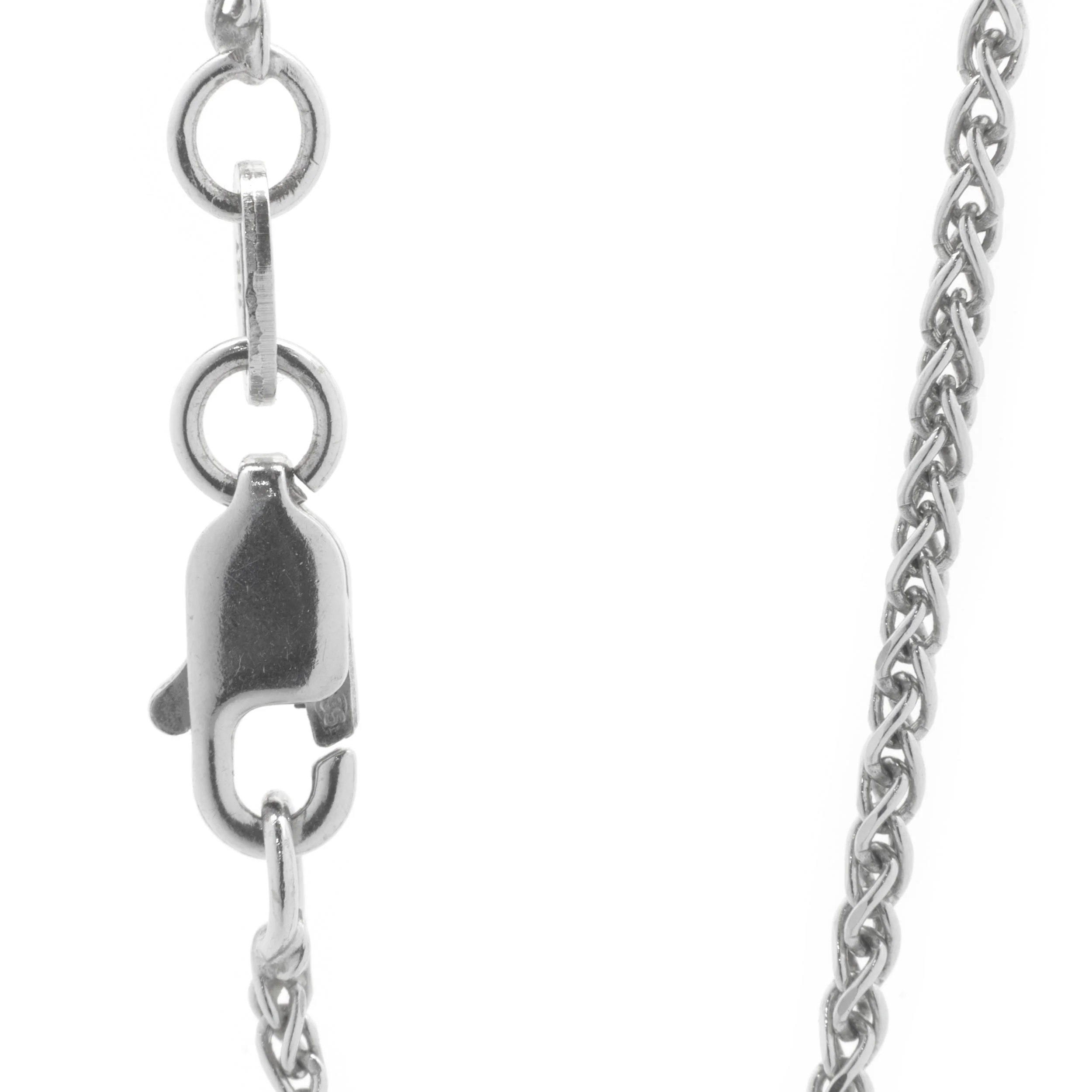 14 Karat White Gold Diamond Solitaire Swirl Necklace - Image 3