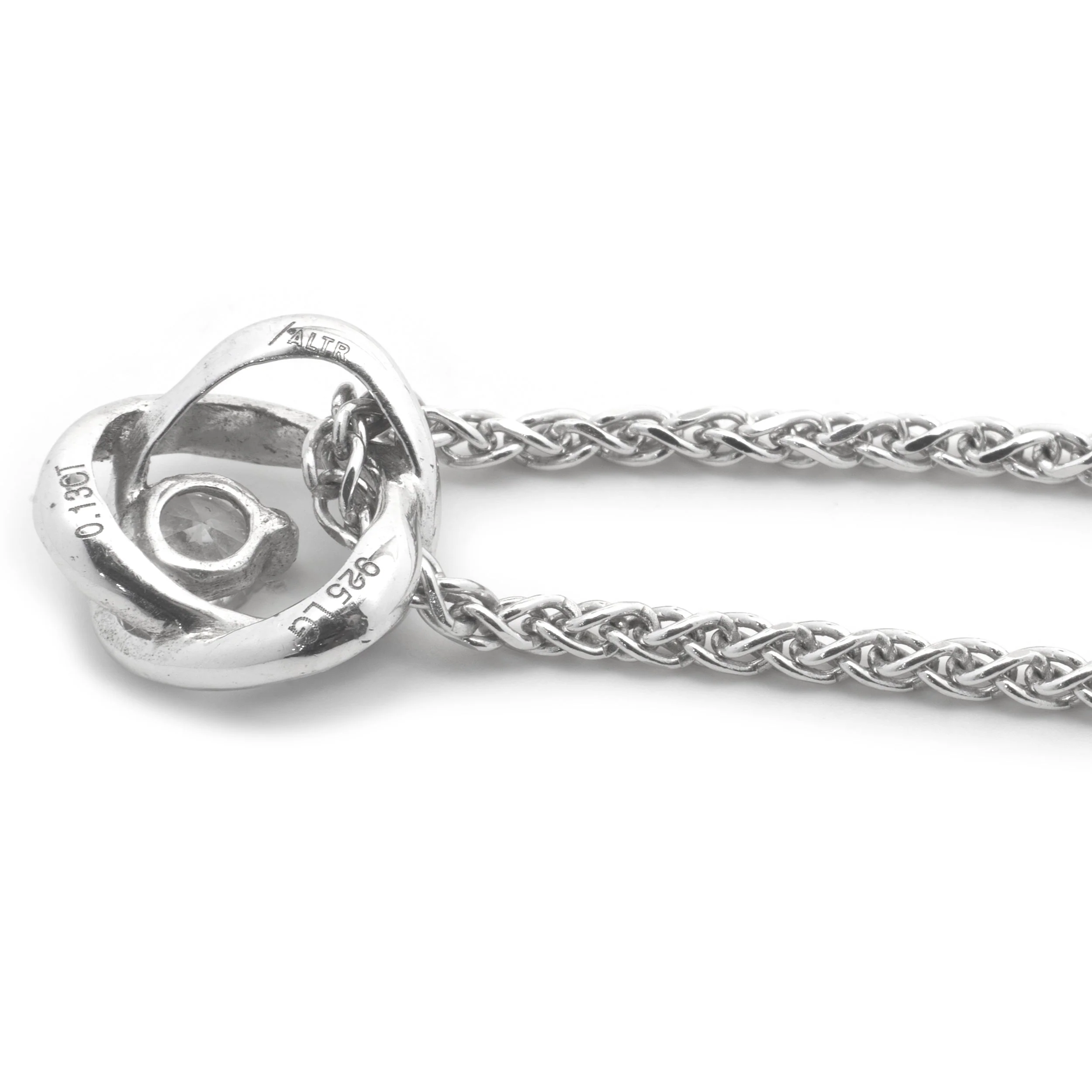 14 Karat White Gold Diamond Solitaire Swirl Necklace - Image 4