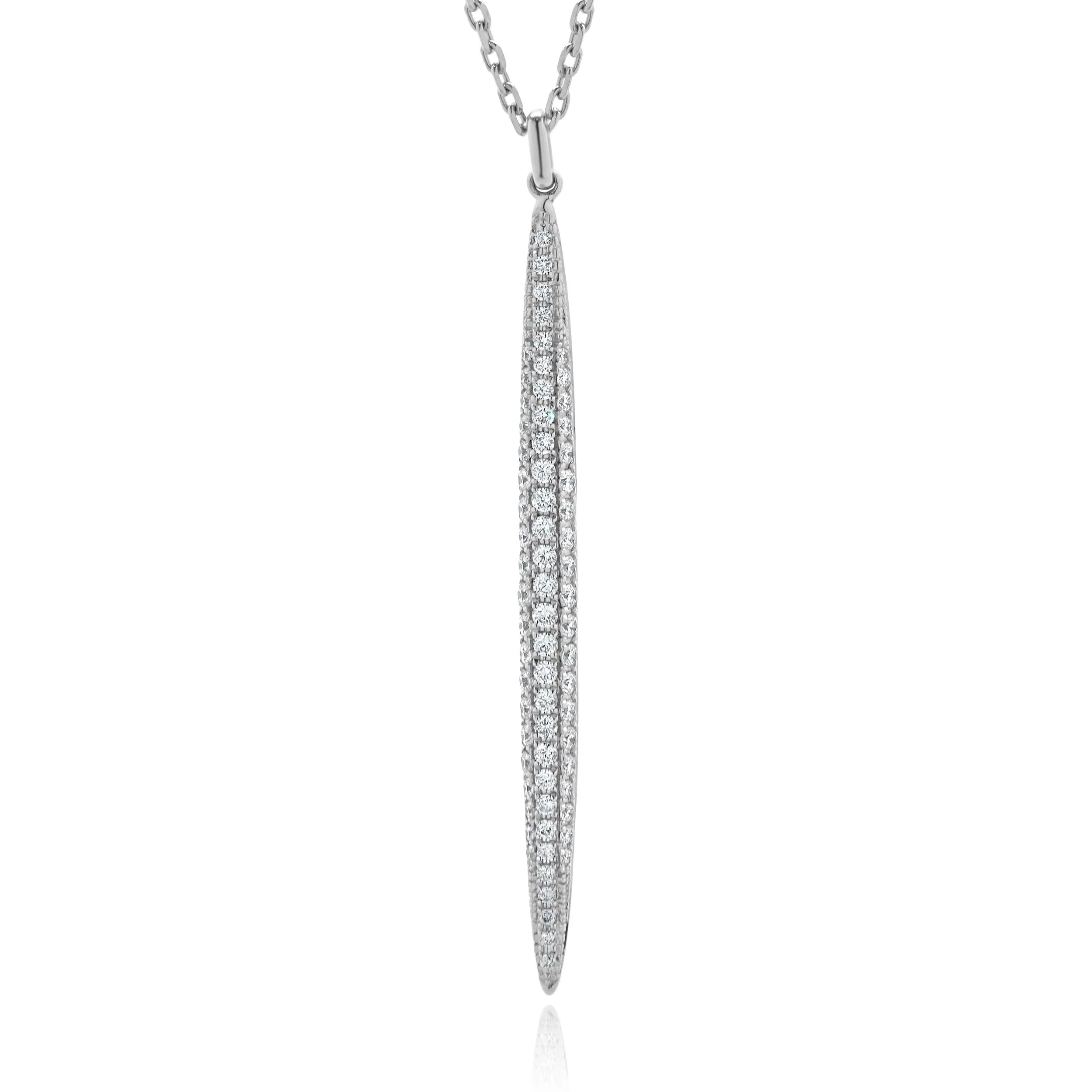 14 Karat White Gold Diamond Spear Necklace