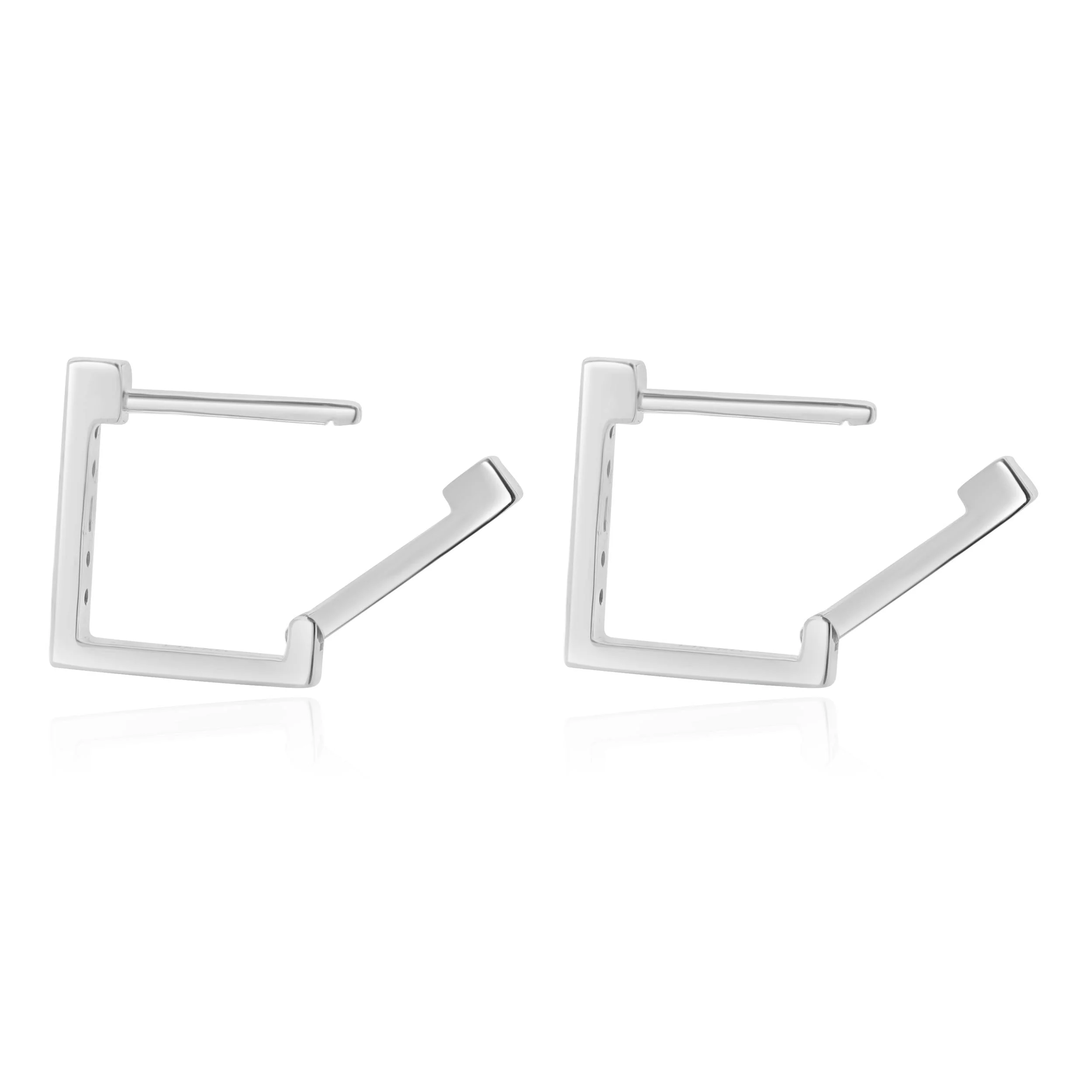 14 Karat White Gold Diamond Square Hoop Earrings - Image 4