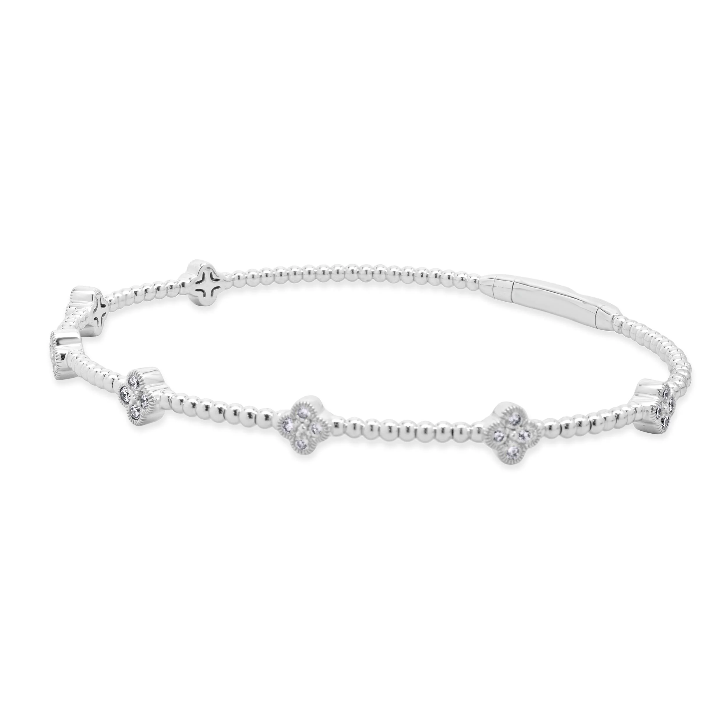 14 Karat White Gold Diamond Station Bangle - Image 2