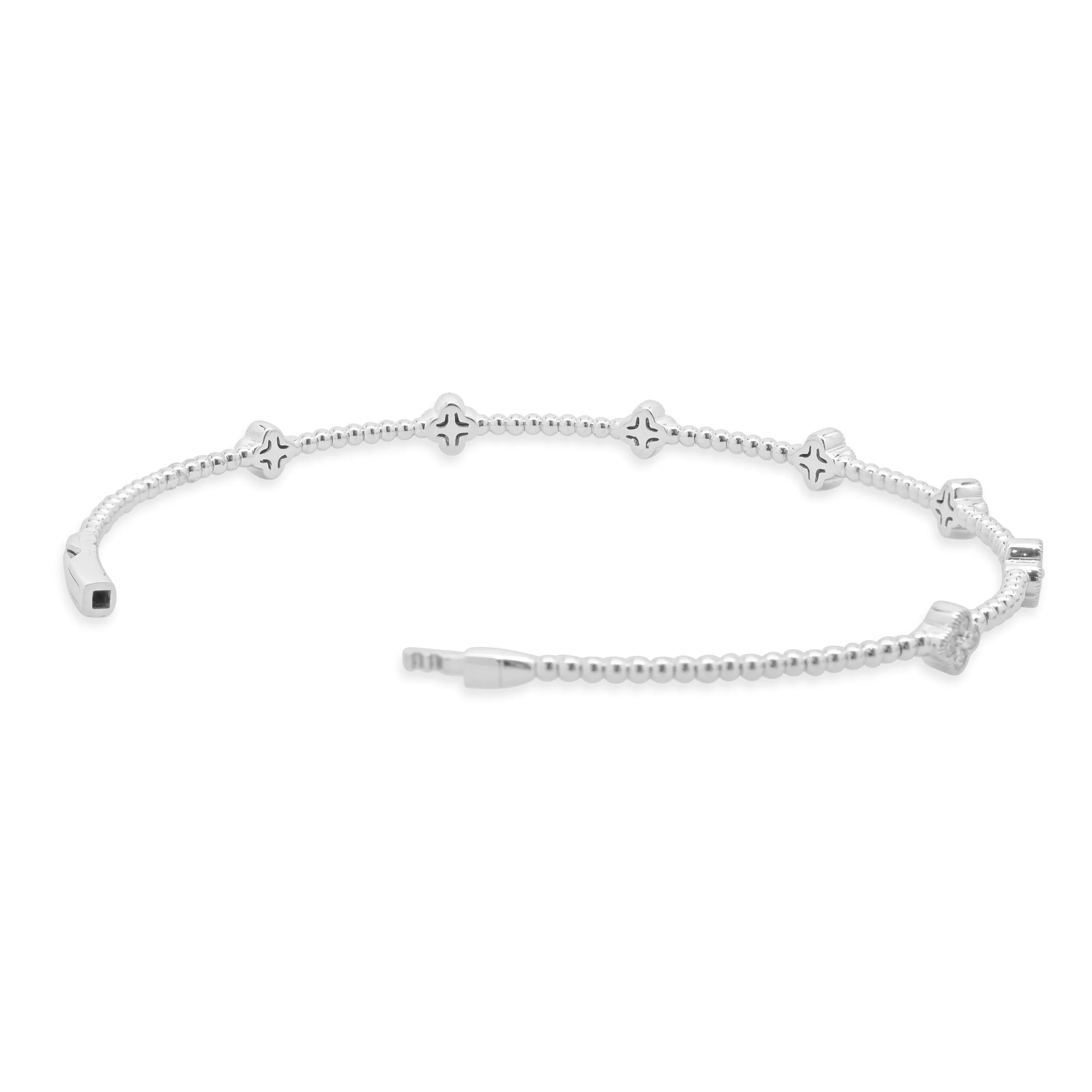 14 Karat White Gold Diamond Station Bangle - Image 4