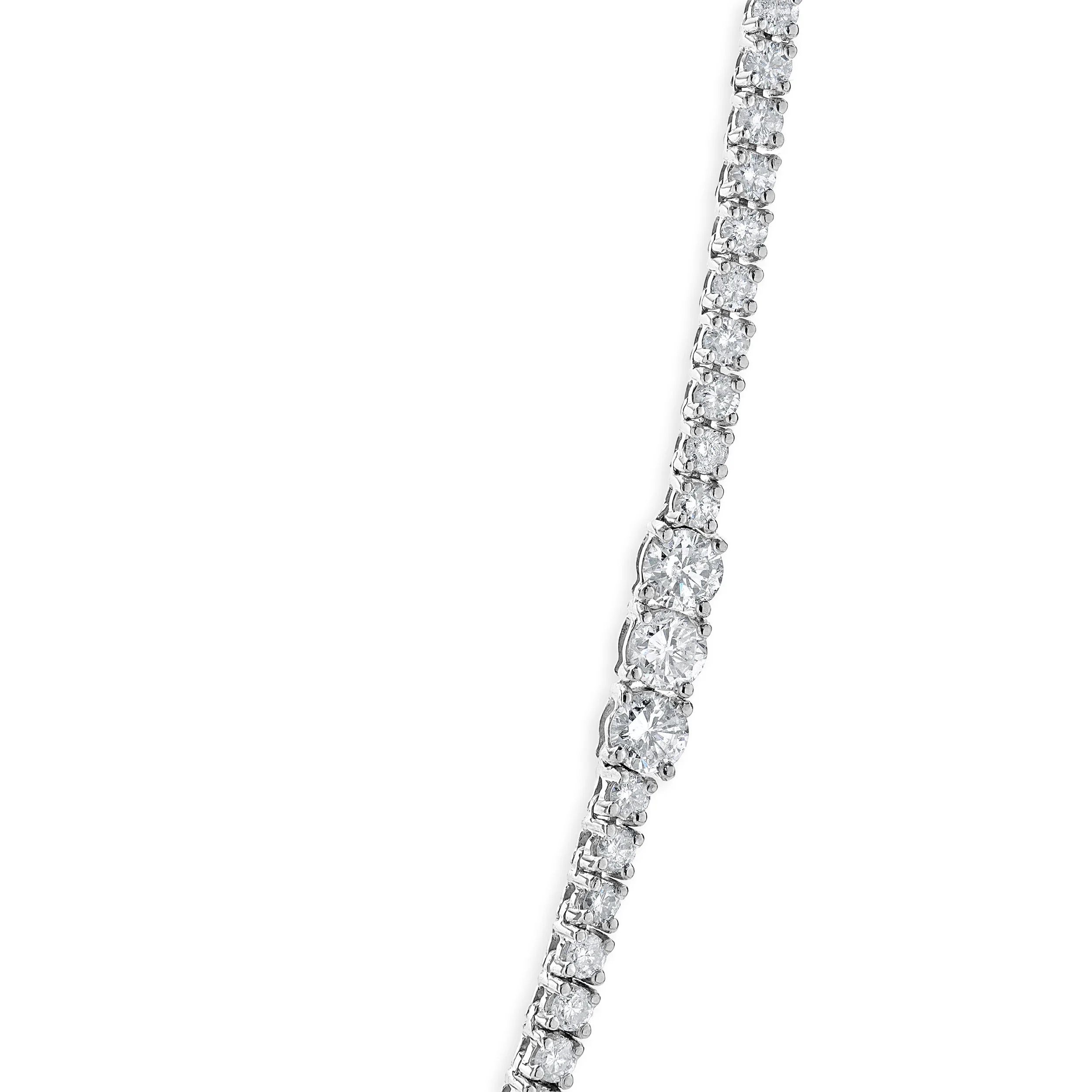 14 Karat White Gold Diamond Station Tennis Necklace - Image 2