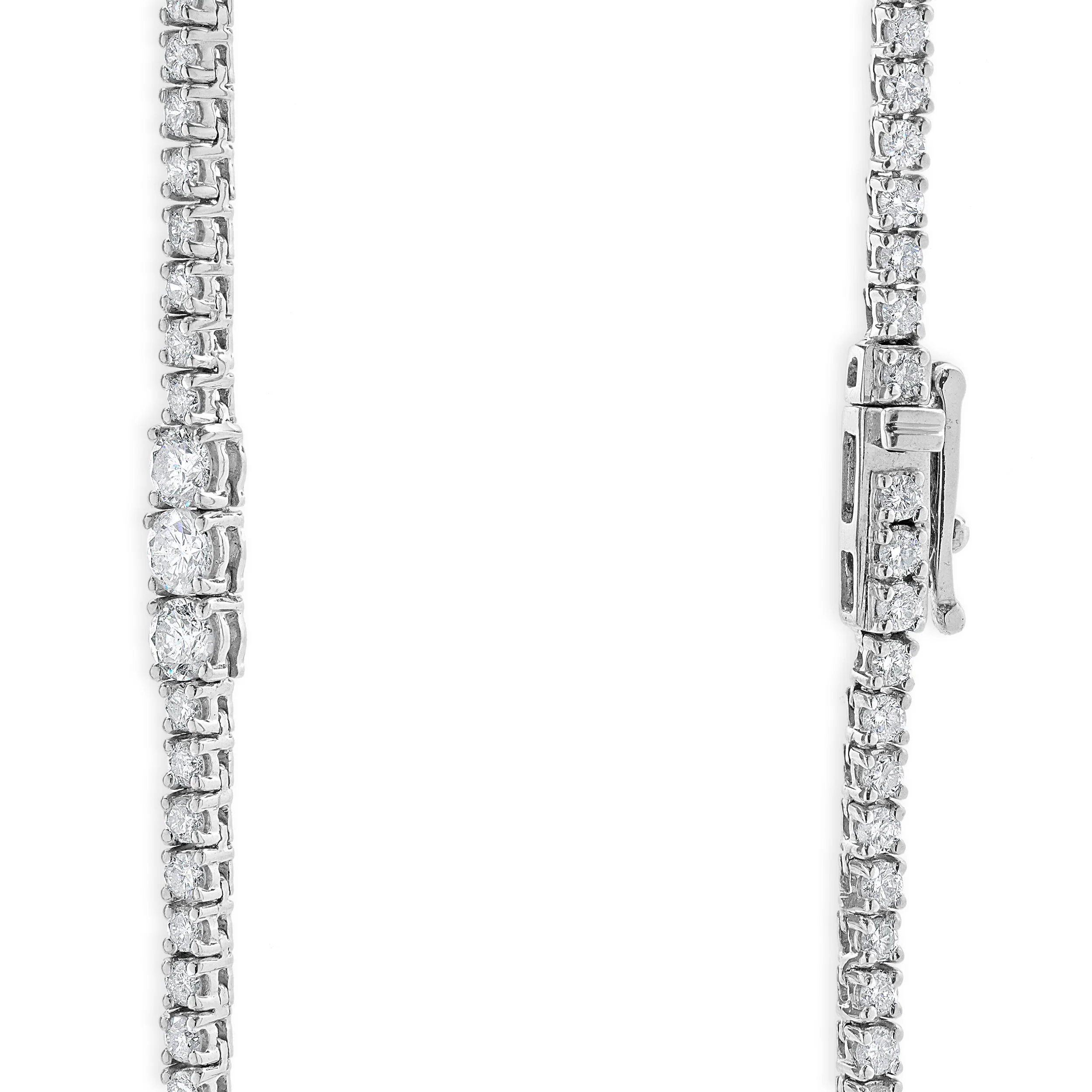 14 Karat White Gold Diamond Station Tennis Necklace - Image 4