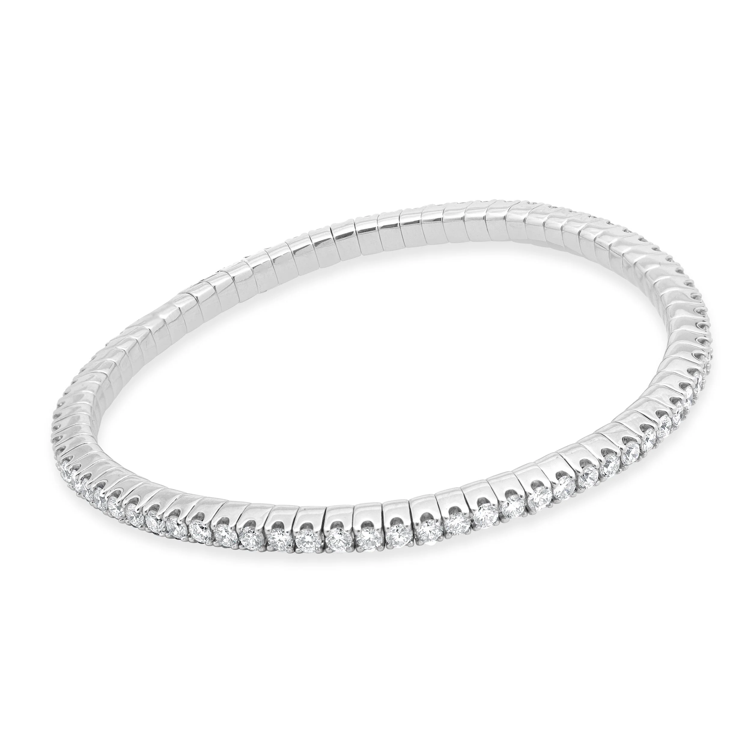 14 Karat White Gold Diamond Stretch Bracelet - Image 4