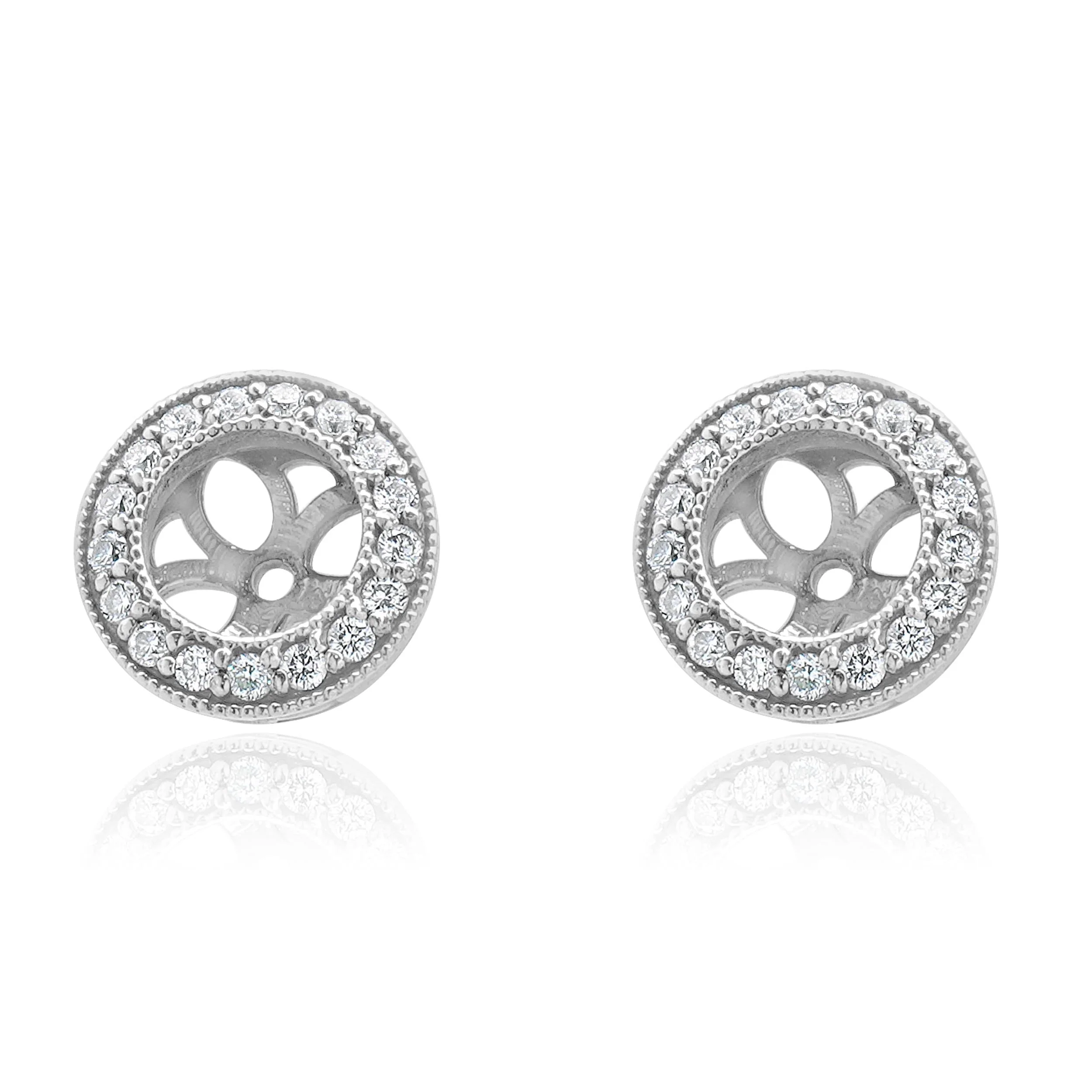 14 Karat White Gold Diamond Stud Earring Jackets
