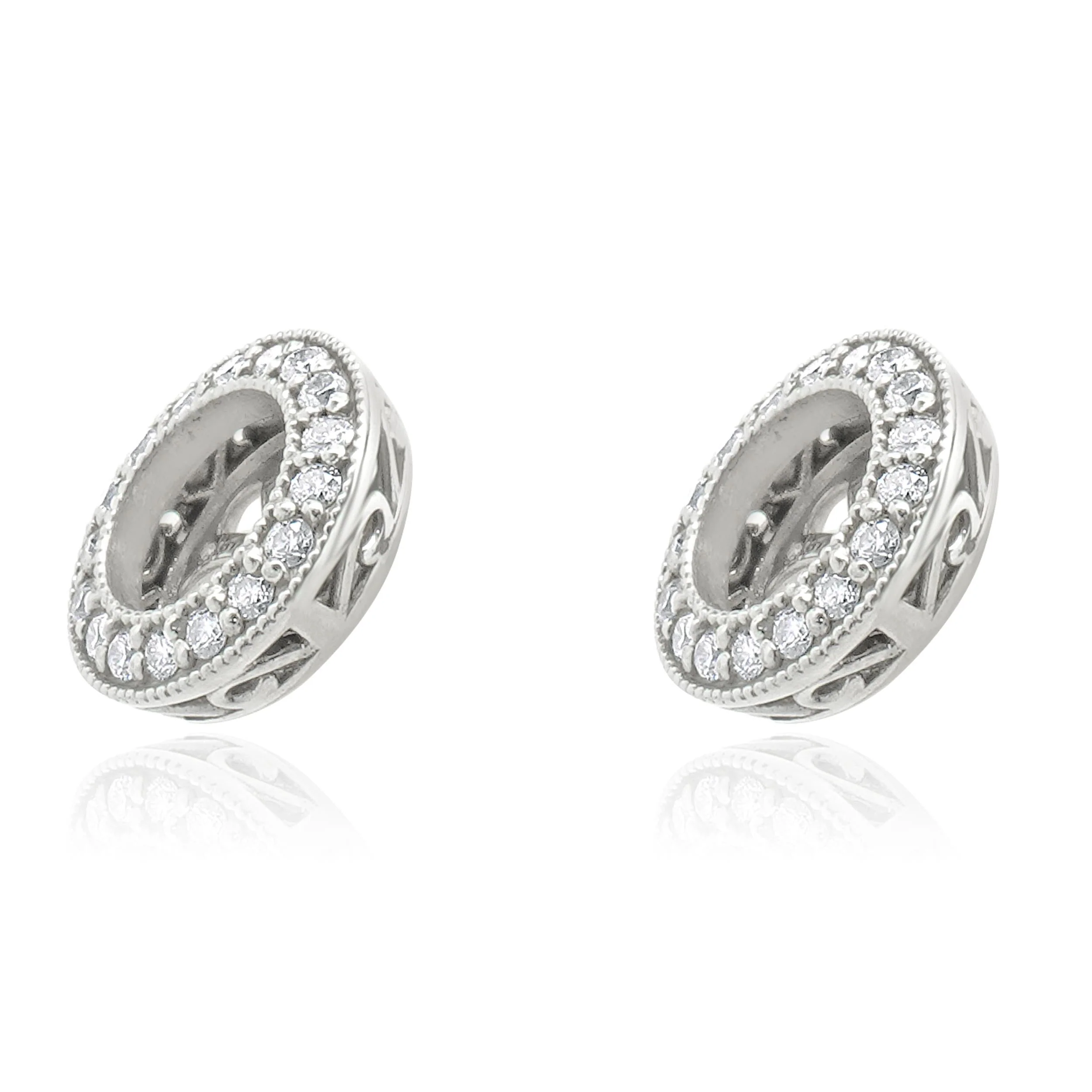 14 Karat White Gold Diamond Stud Earring Jackets - Image 2