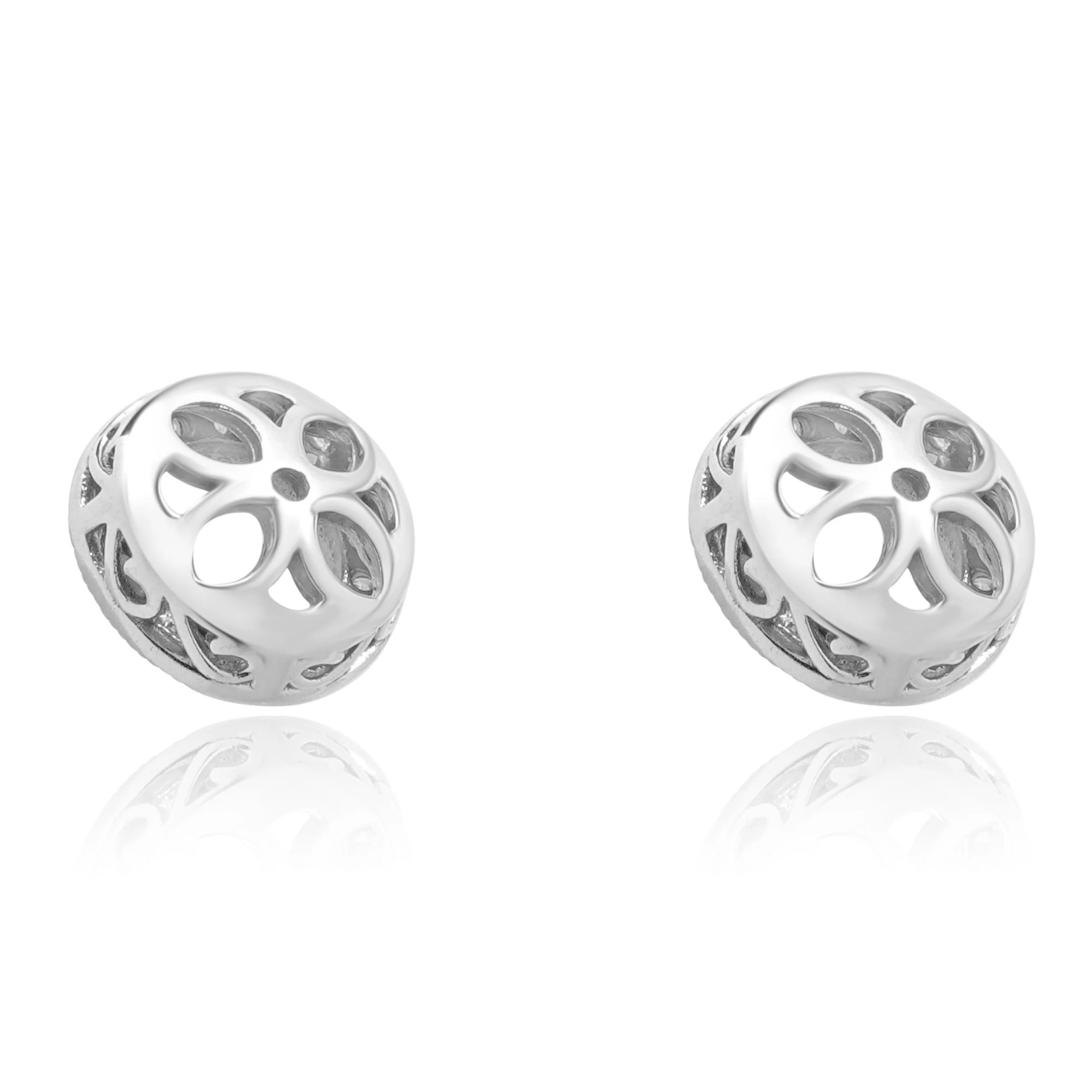 14 Karat White Gold Diamond Stud Earring Jackets - Image 3