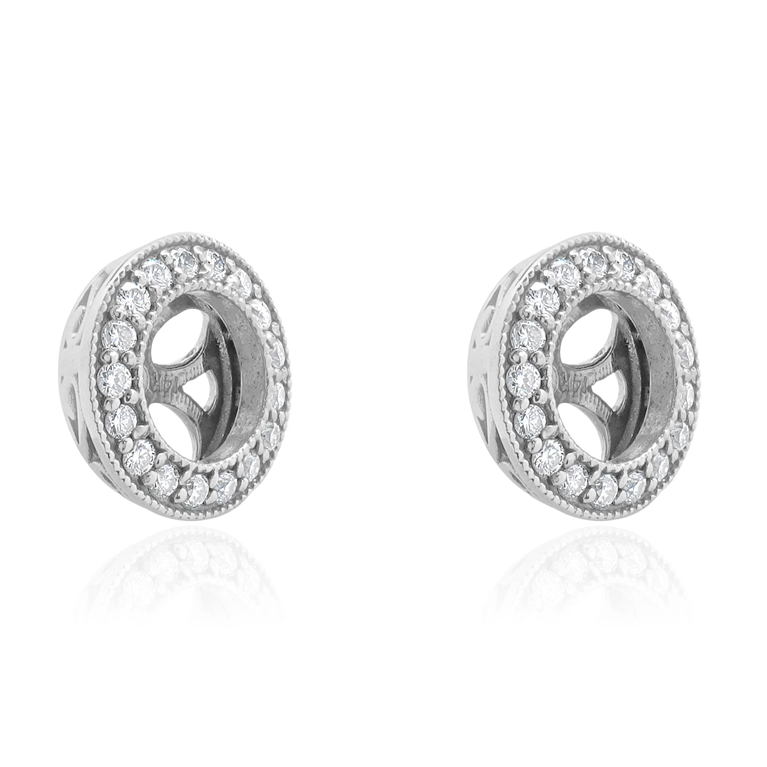 14 Karat White Gold Diamond Stud Earring Jackets - Image 4