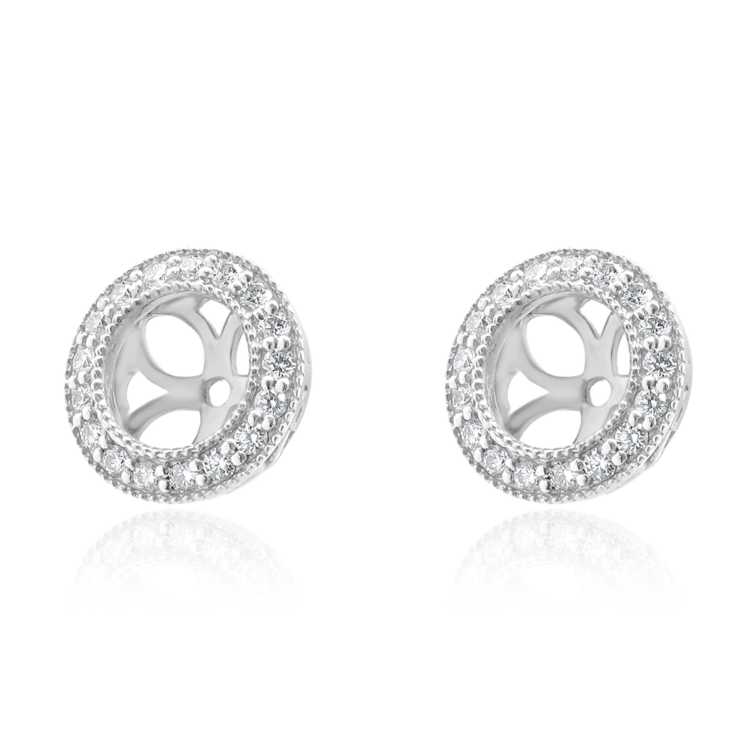14 Karat White Gold Diamond Stud Earring Jackets - Image 2