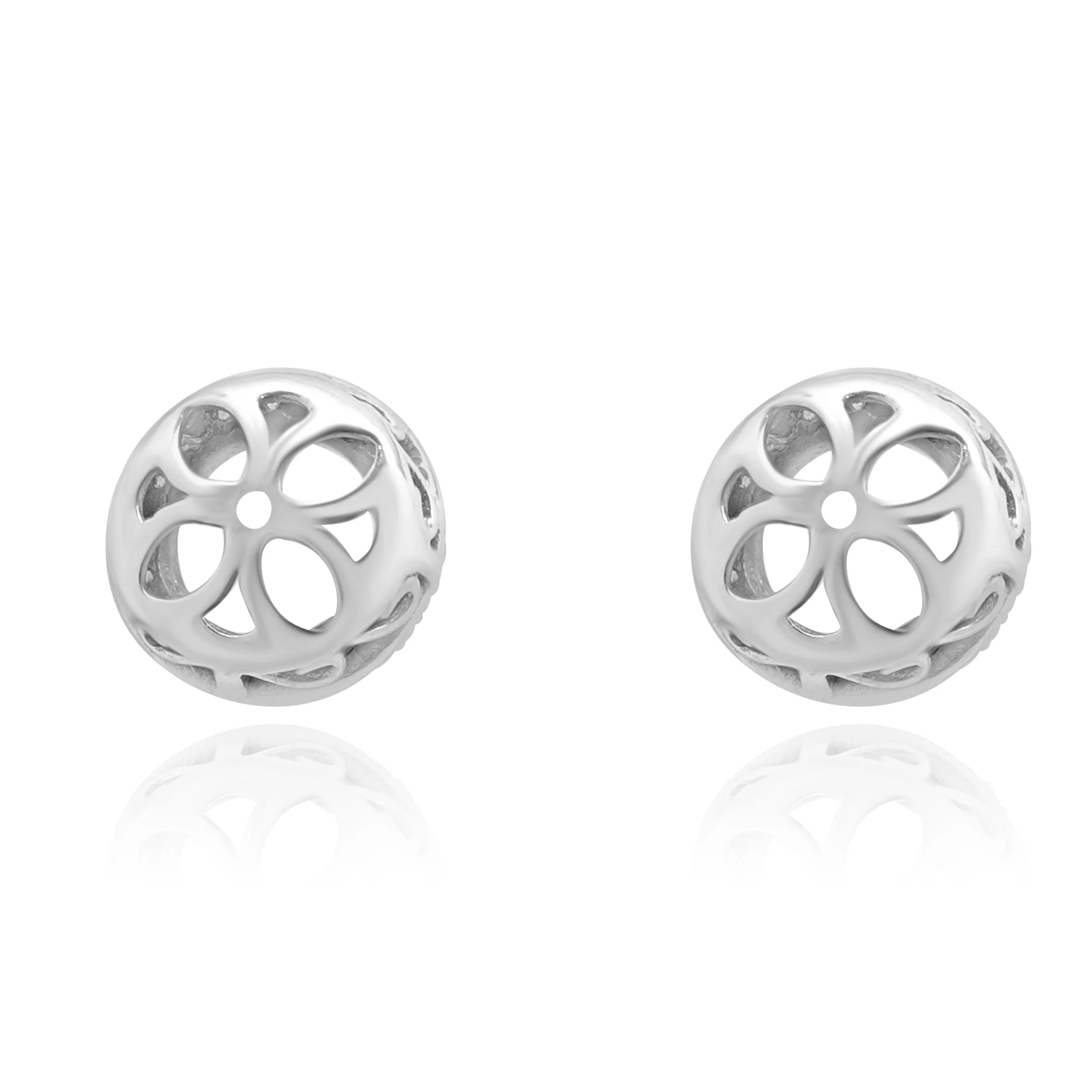 14 Karat White Gold Diamond Stud Earring Jackets - Image 3