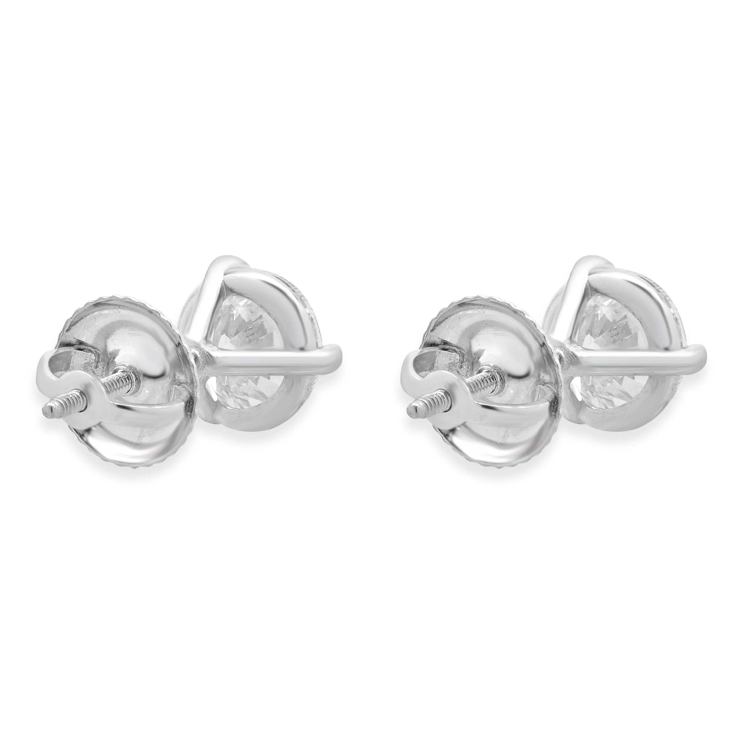 14 Karat White Gold Diamond Stud Earrings - Image 3