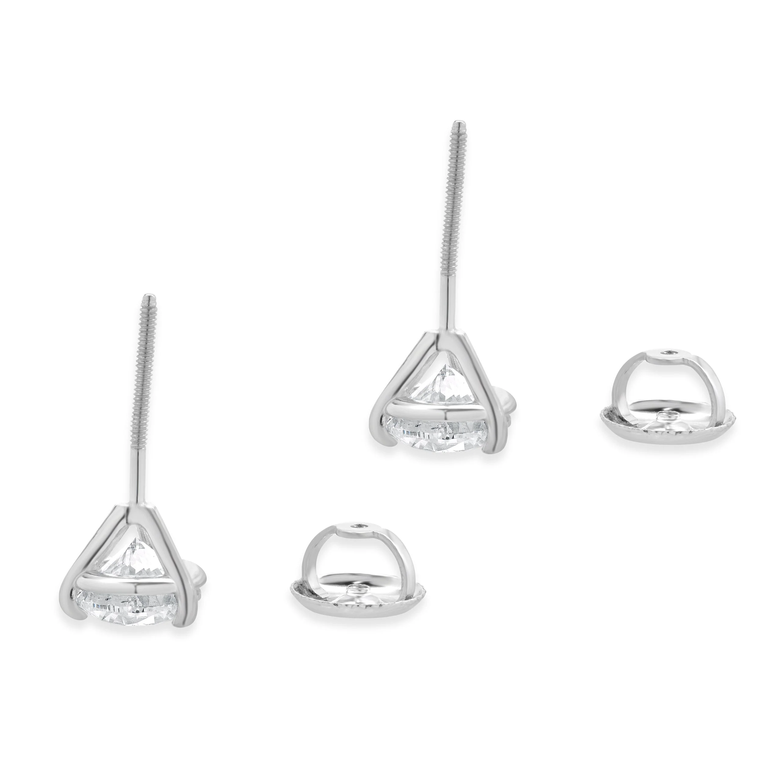14 Karat White Gold Diamond Stud Earrings - Image 4
