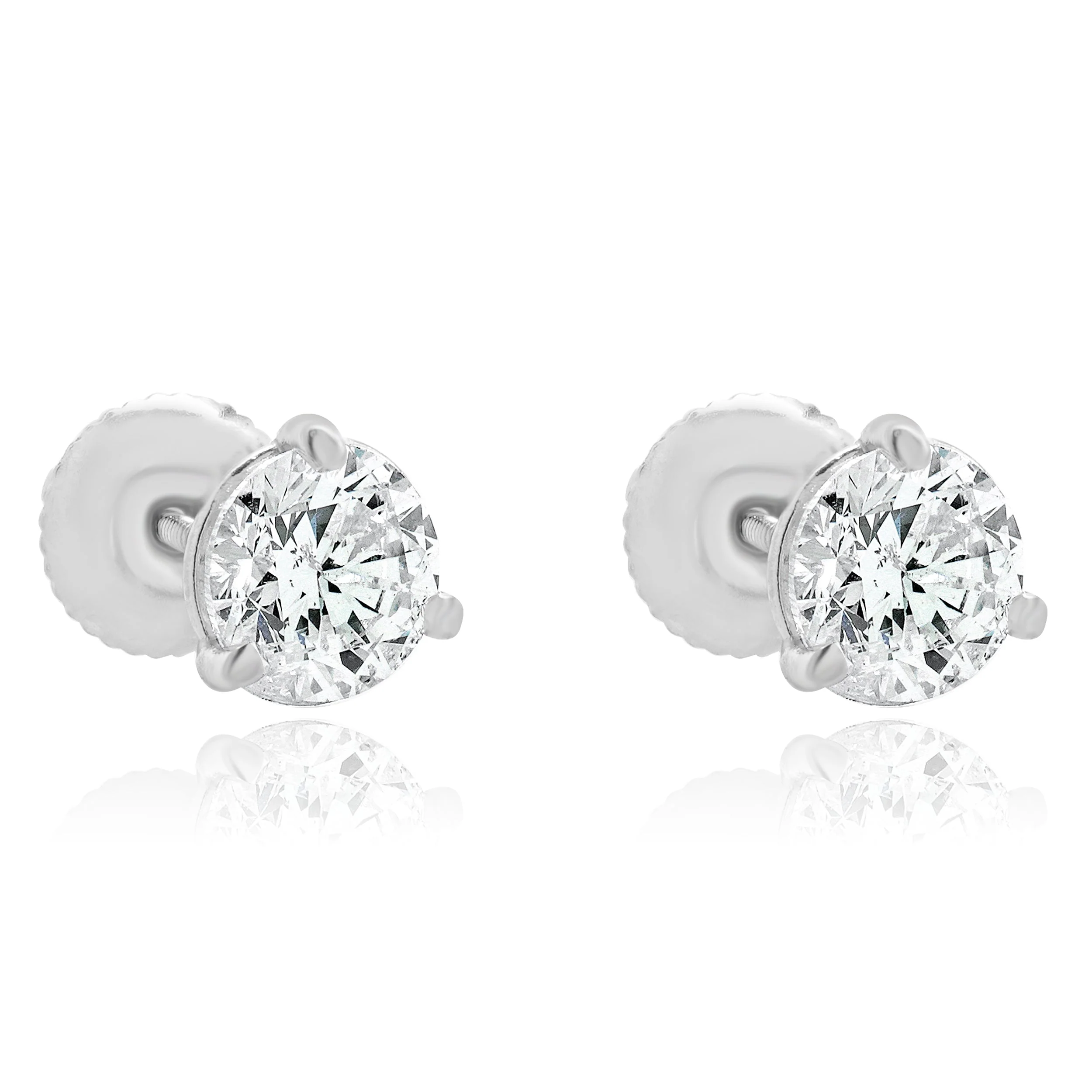 14 Karat White Gold Diamond Stud Earrings - Image 5