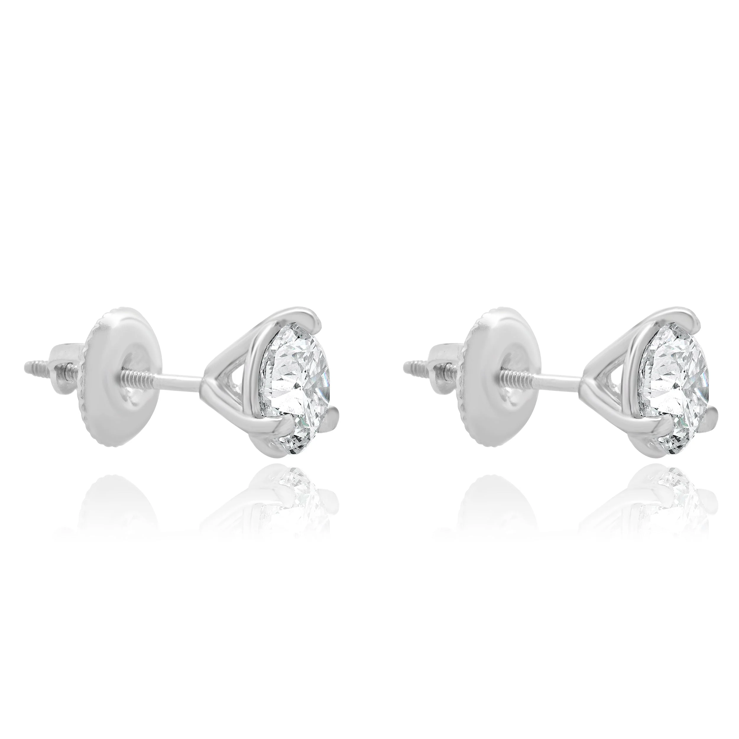 14 Karat White Gold Diamond Stud Earrings - Image 6
