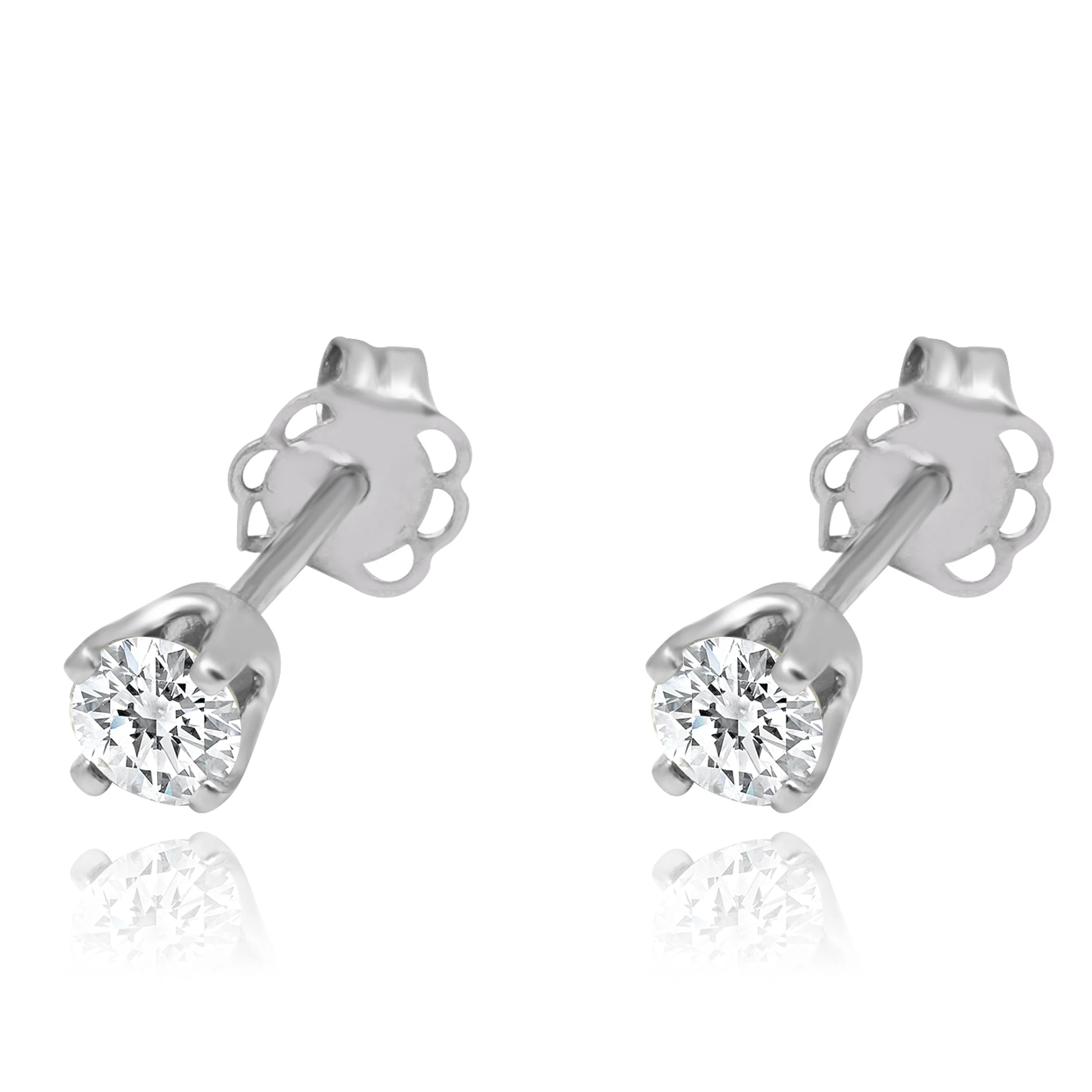 14 Karat White Gold Diamond Stud Earrings