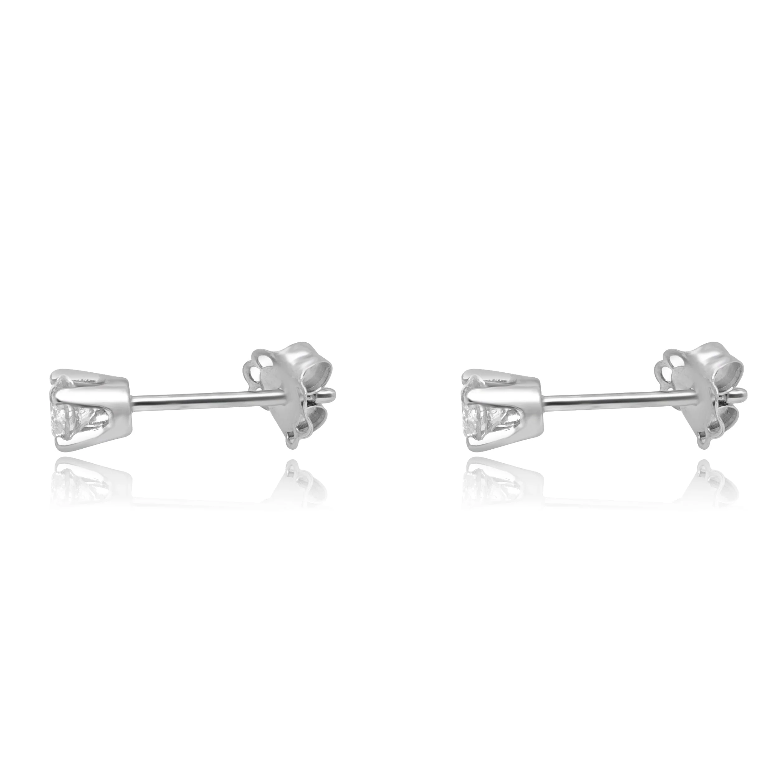 14 Karat White Gold Diamond Stud Earrings - Image 2