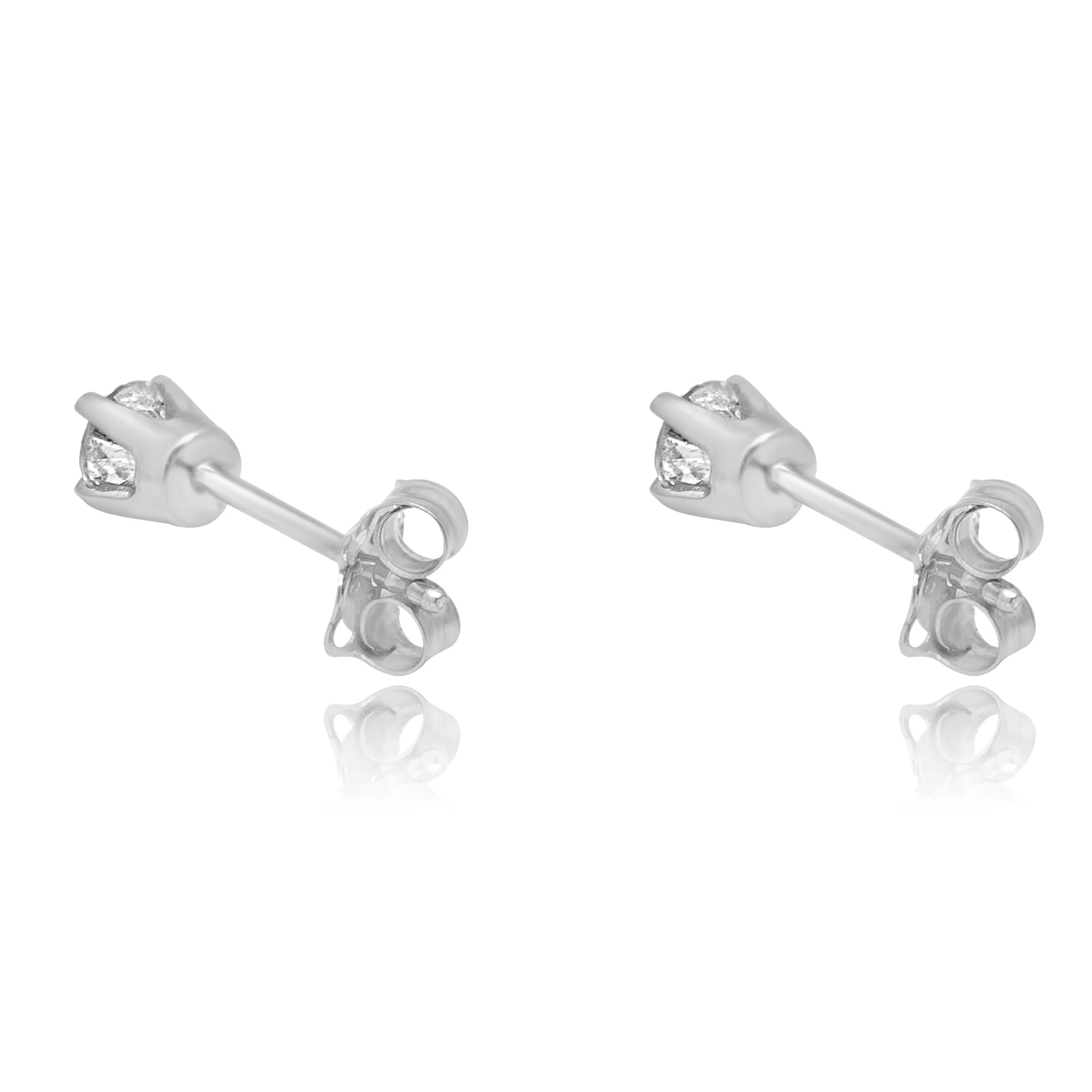 14 Karat White Gold Diamond Stud Earrings - Image 3
