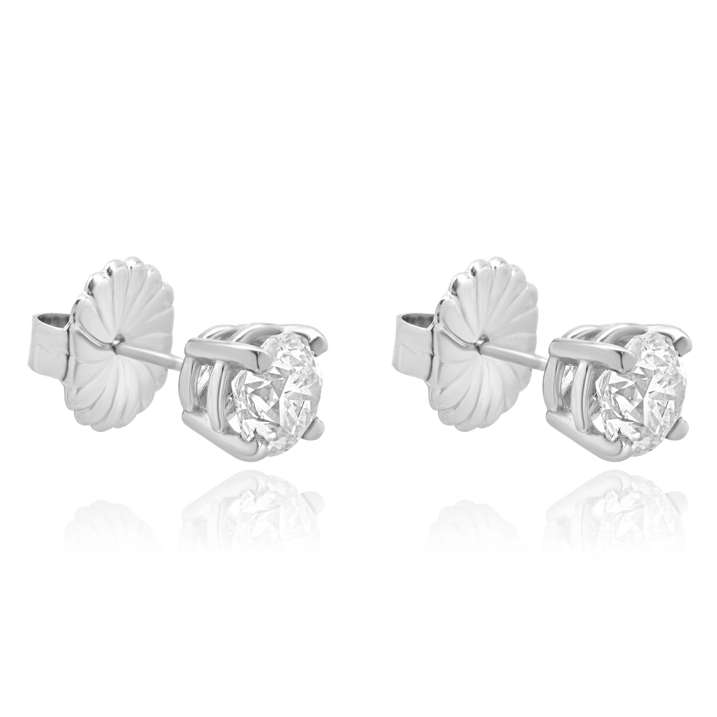 14 Karat White Gold Diamond Stud Earrings - Image 2