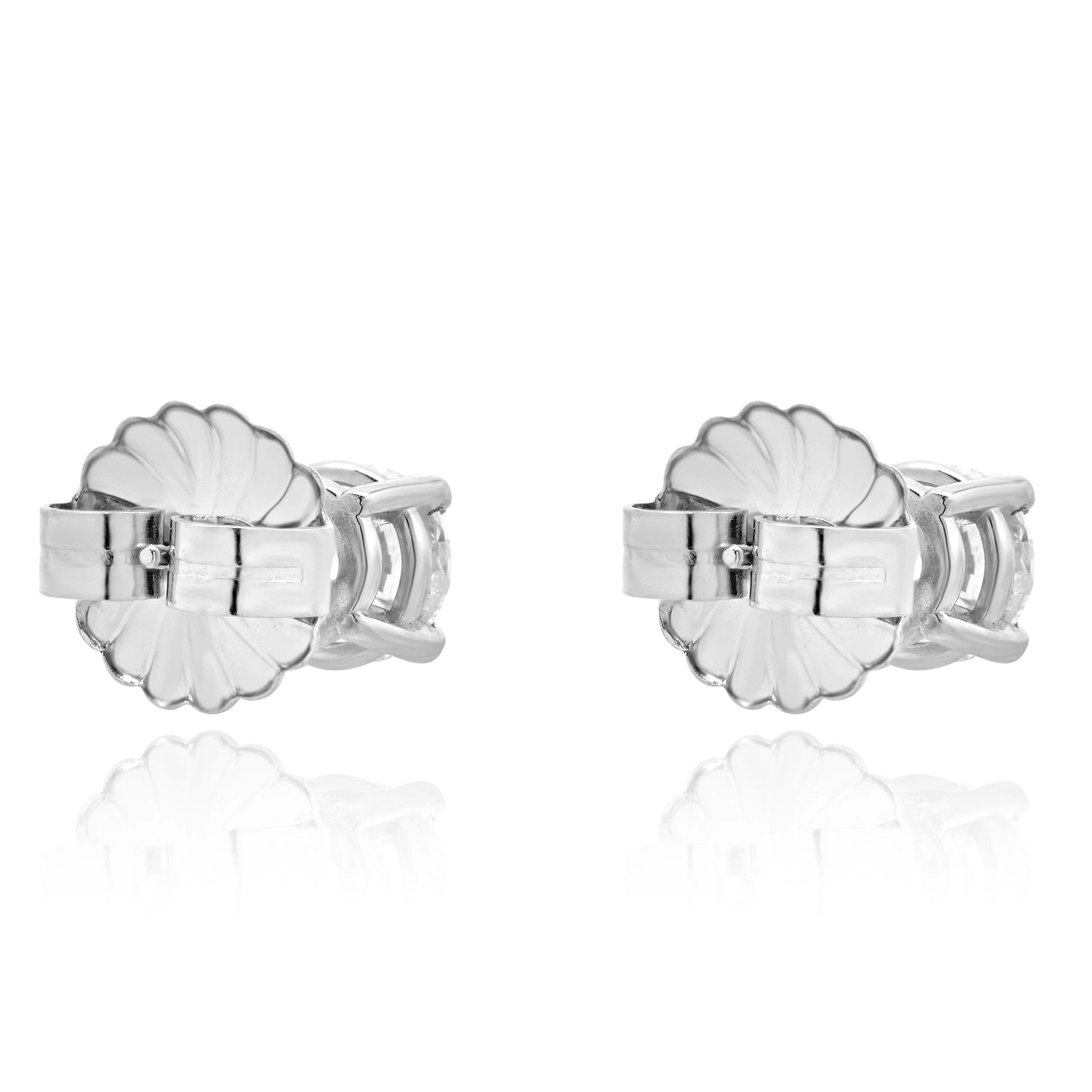 14 Karat White Gold Diamond Stud Earrings - Image 3