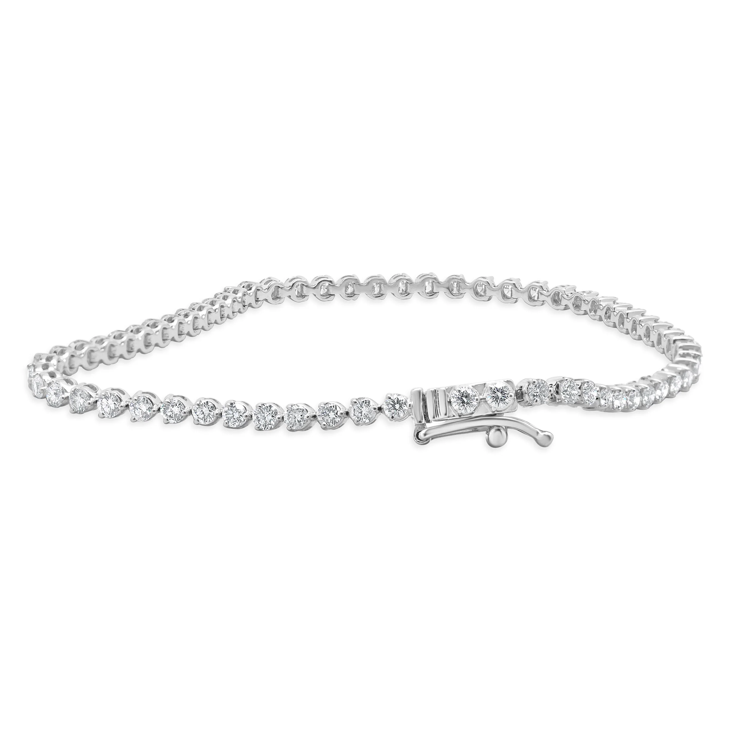 14 Karat White Gold Diamond Tennis Bracelet - Image 2