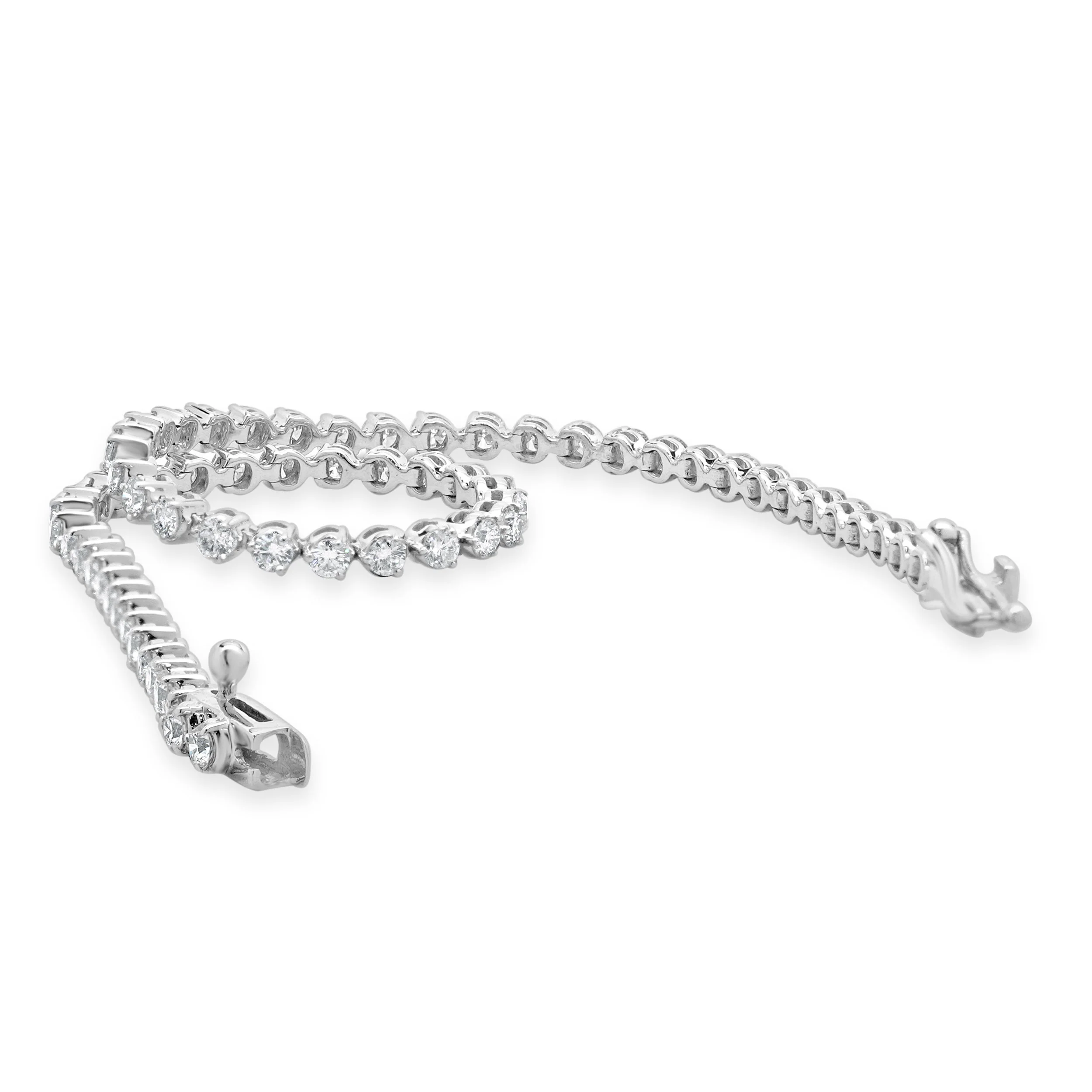 14 Karat White Gold Diamond Tennis Bracelet - Image 4