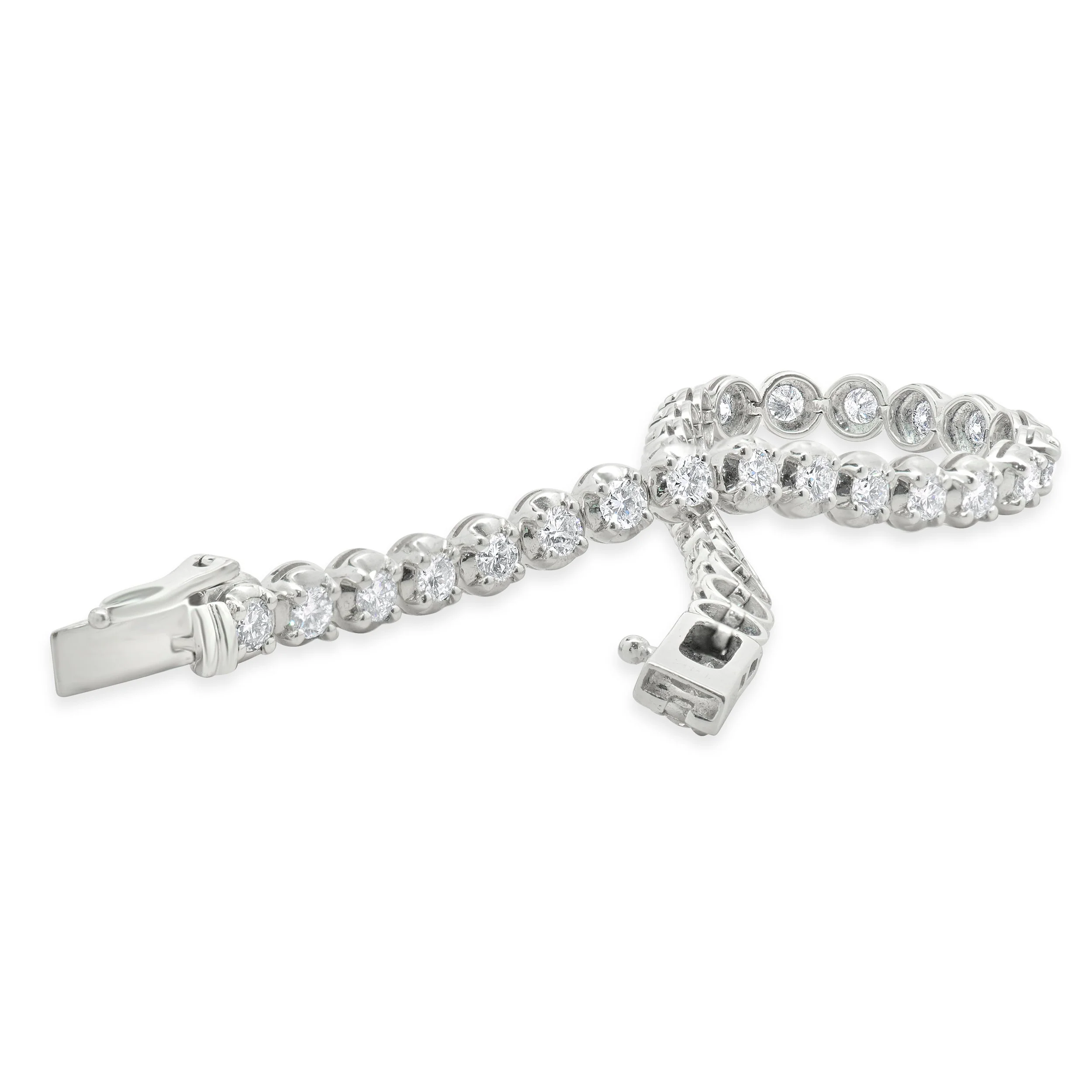 14 Karat White Gold Diamond Tennis Bracelet - Image 4
