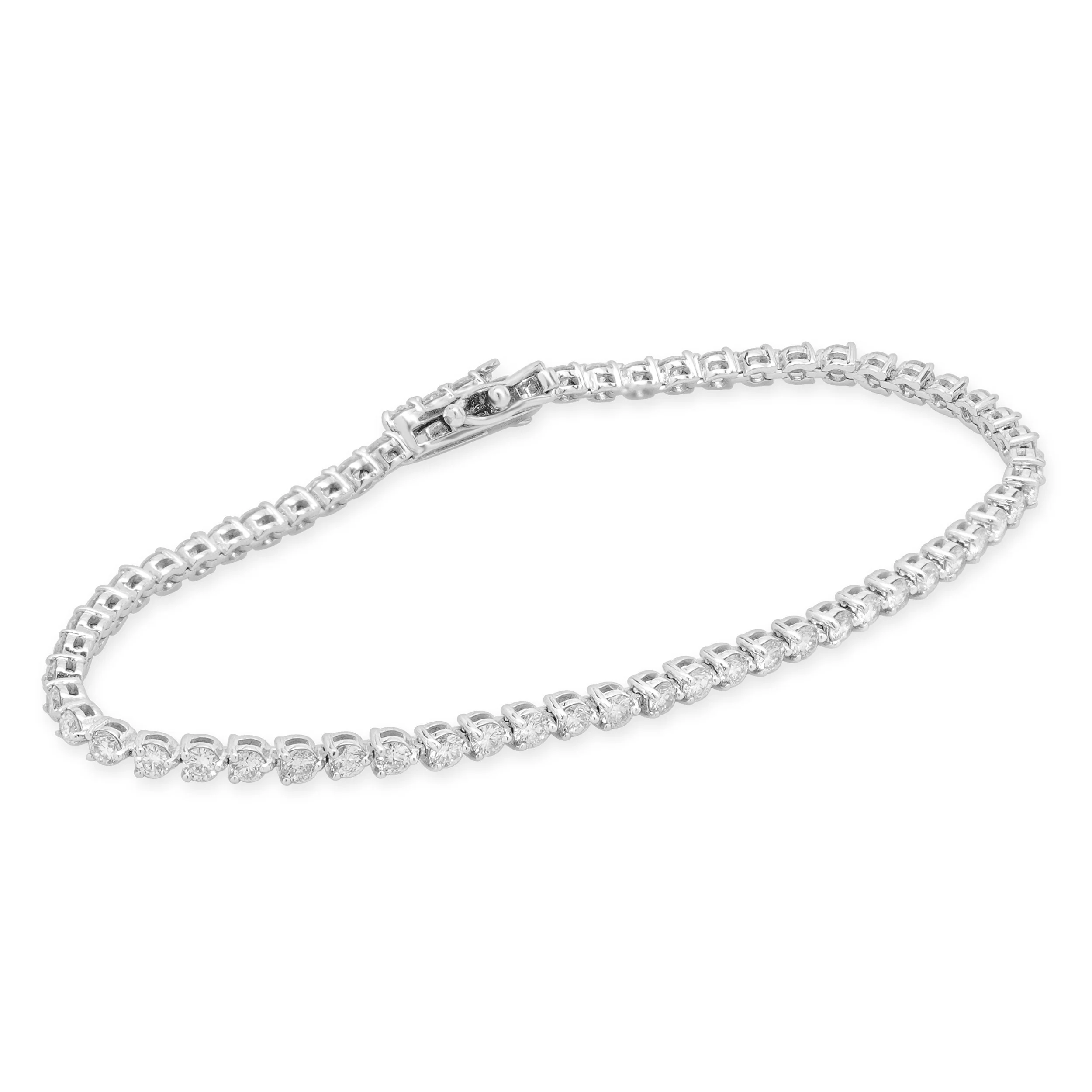 14 Karat White Gold Diamond Tennis Bracelet - Image 2