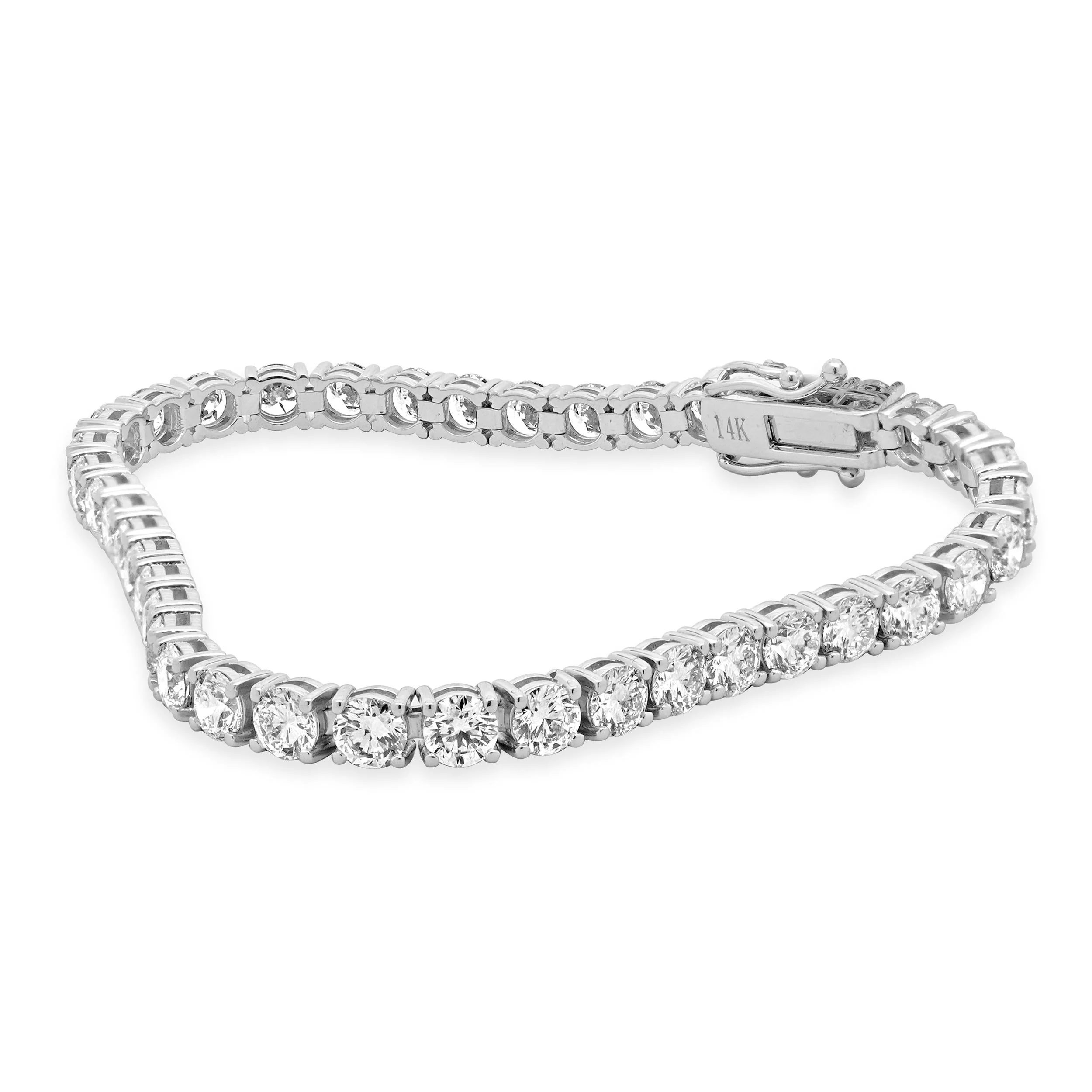 14 Karat White Gold Diamond Tennis Bracelet - Image 2