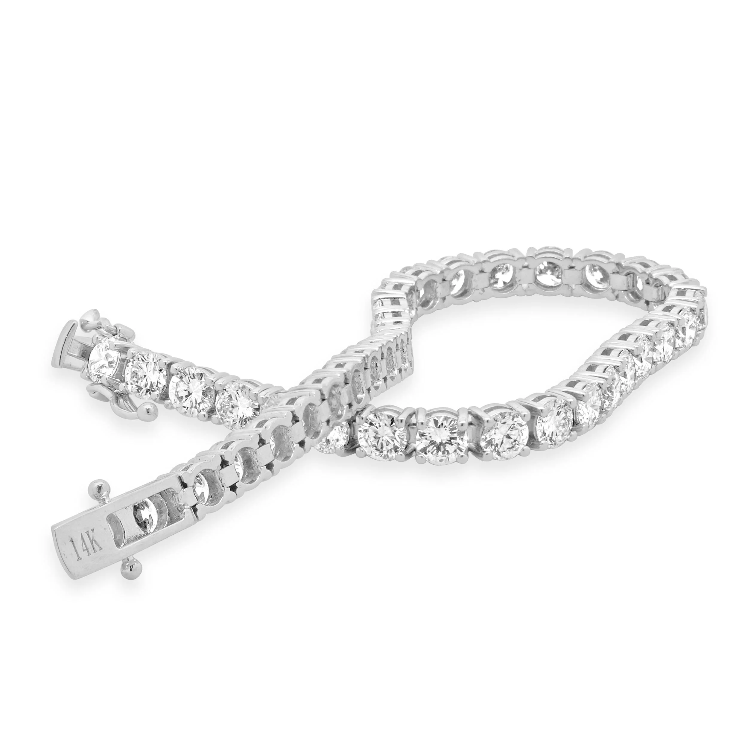 14 Karat White Gold Diamond Tennis Bracelet - Image 3