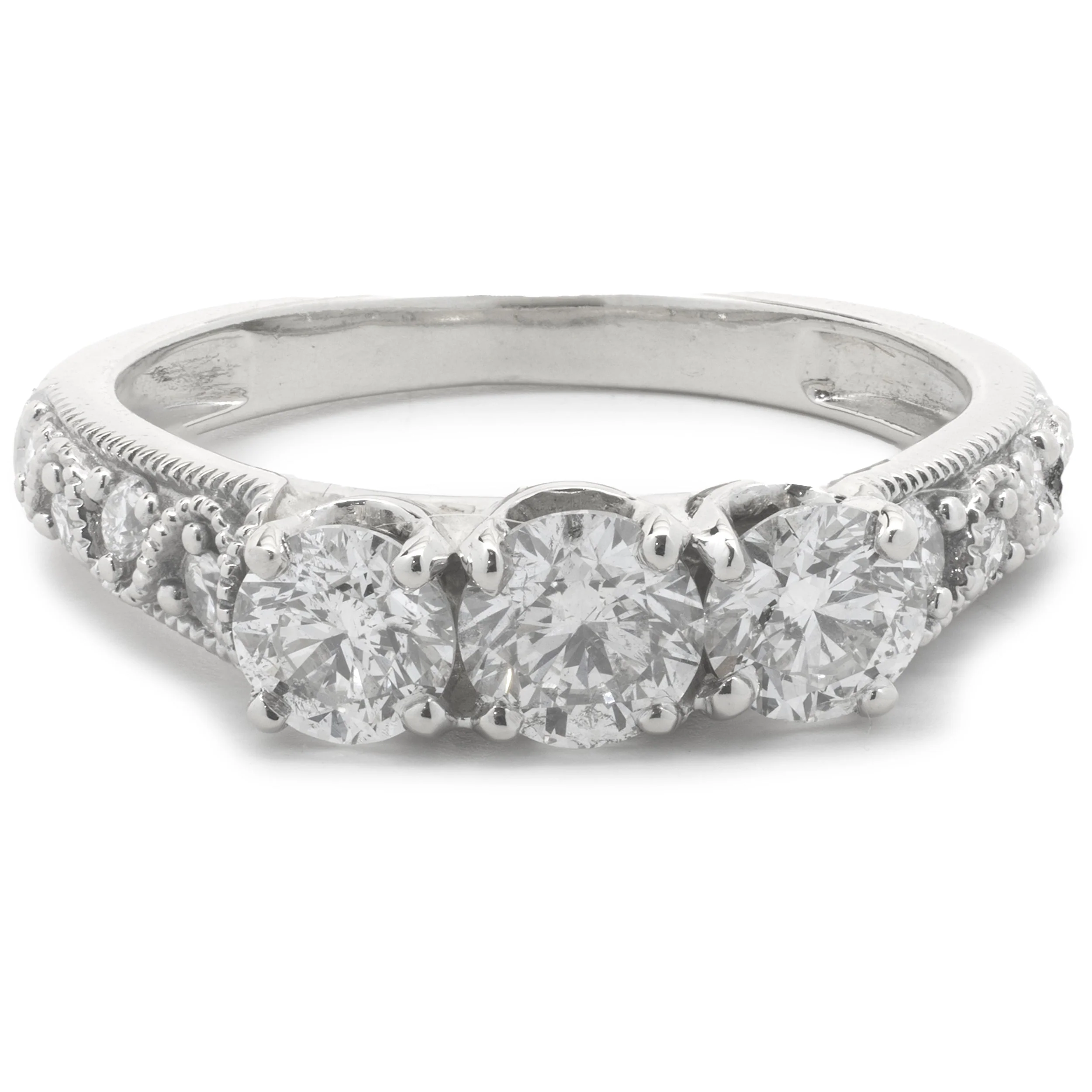 14 Karat White Gold Diamond Three Stone Band