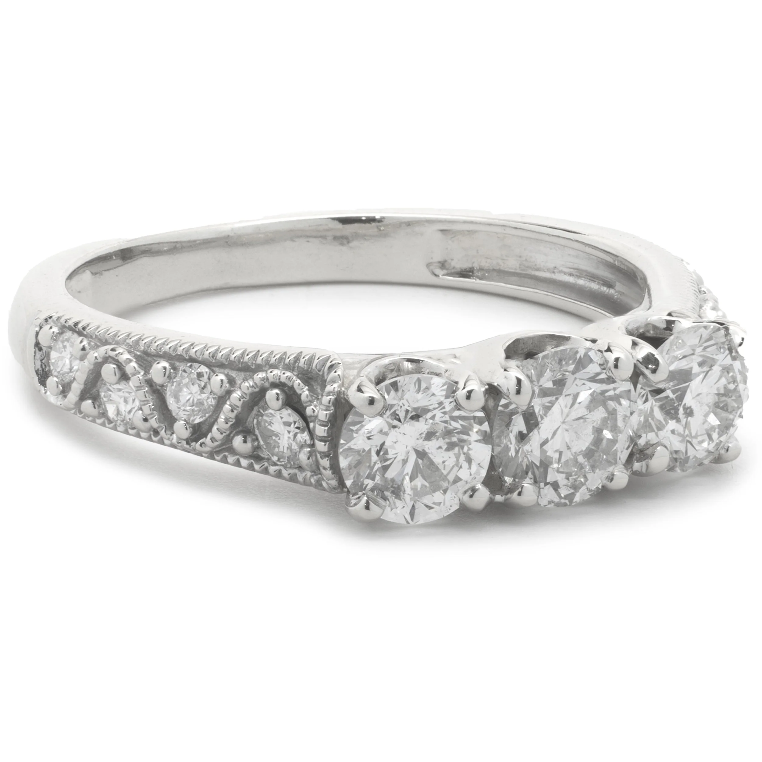 14 Karat White Gold Diamond Three Stone Band - Image 2