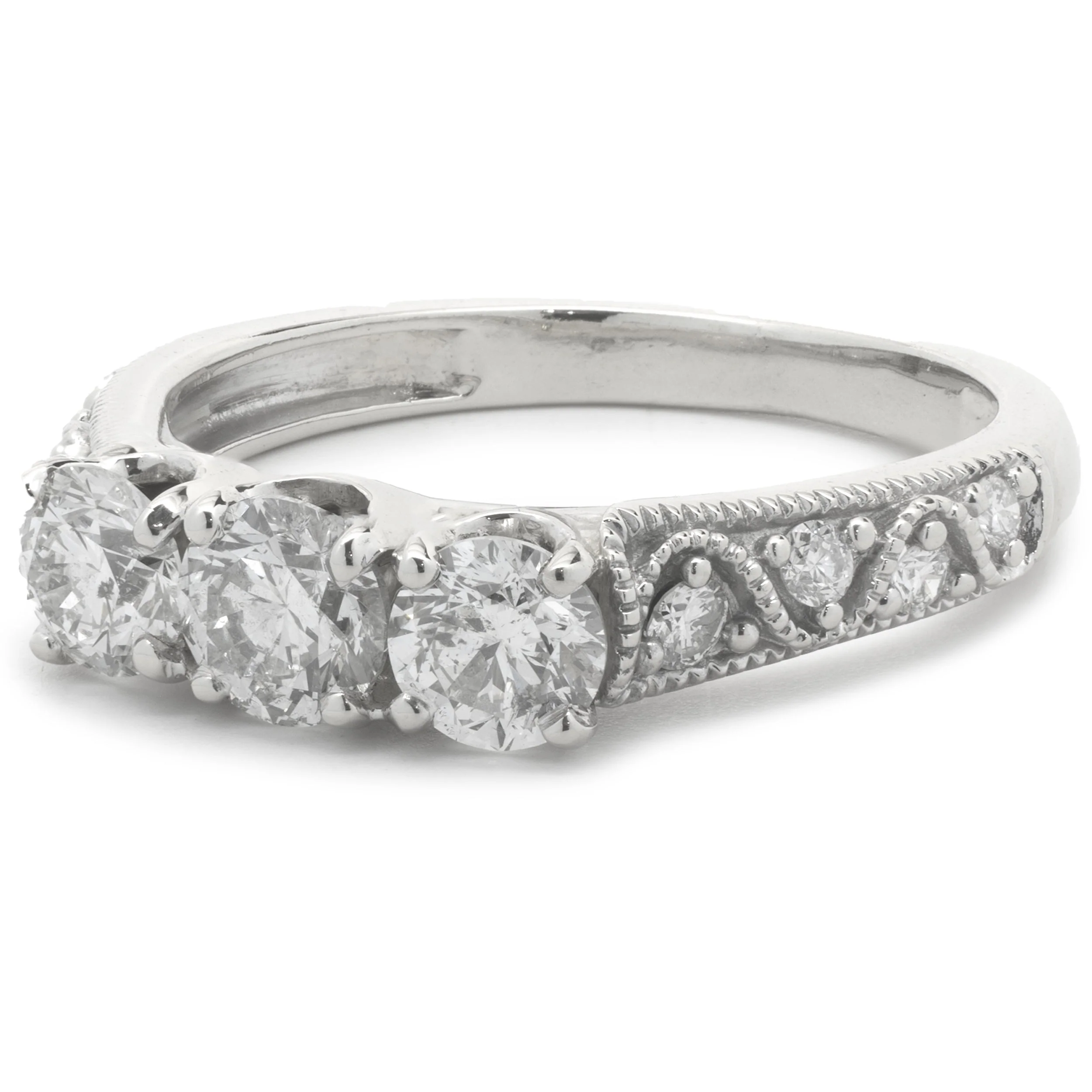 14 Karat White Gold Diamond Three Stone Band - Image 3