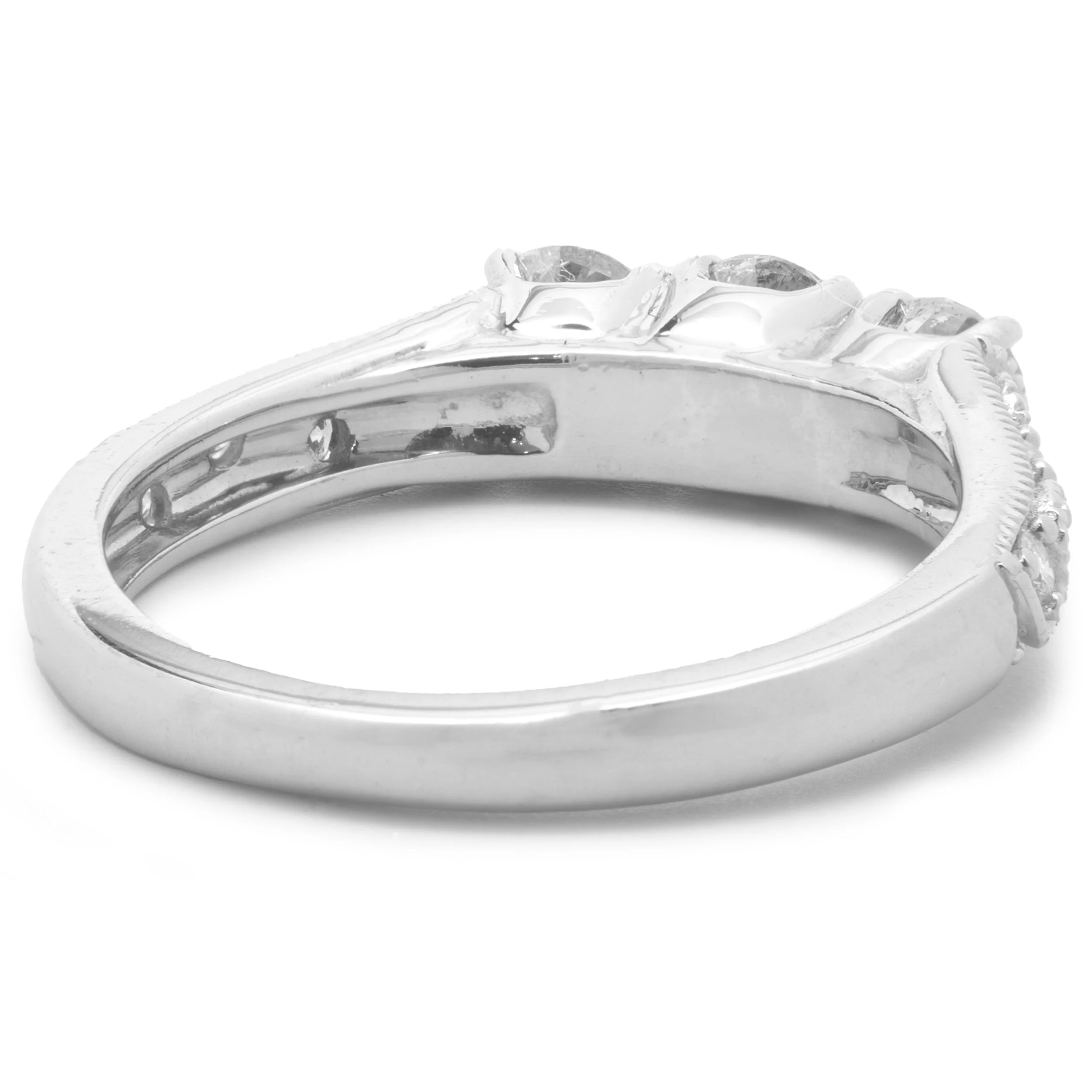 14 Karat White Gold Diamond Three Stone Band - Image 4