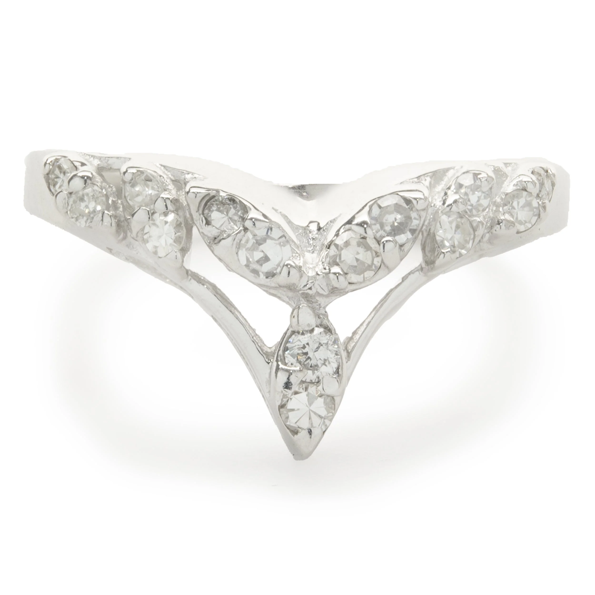 14 Karat White Gold Diamond V Band