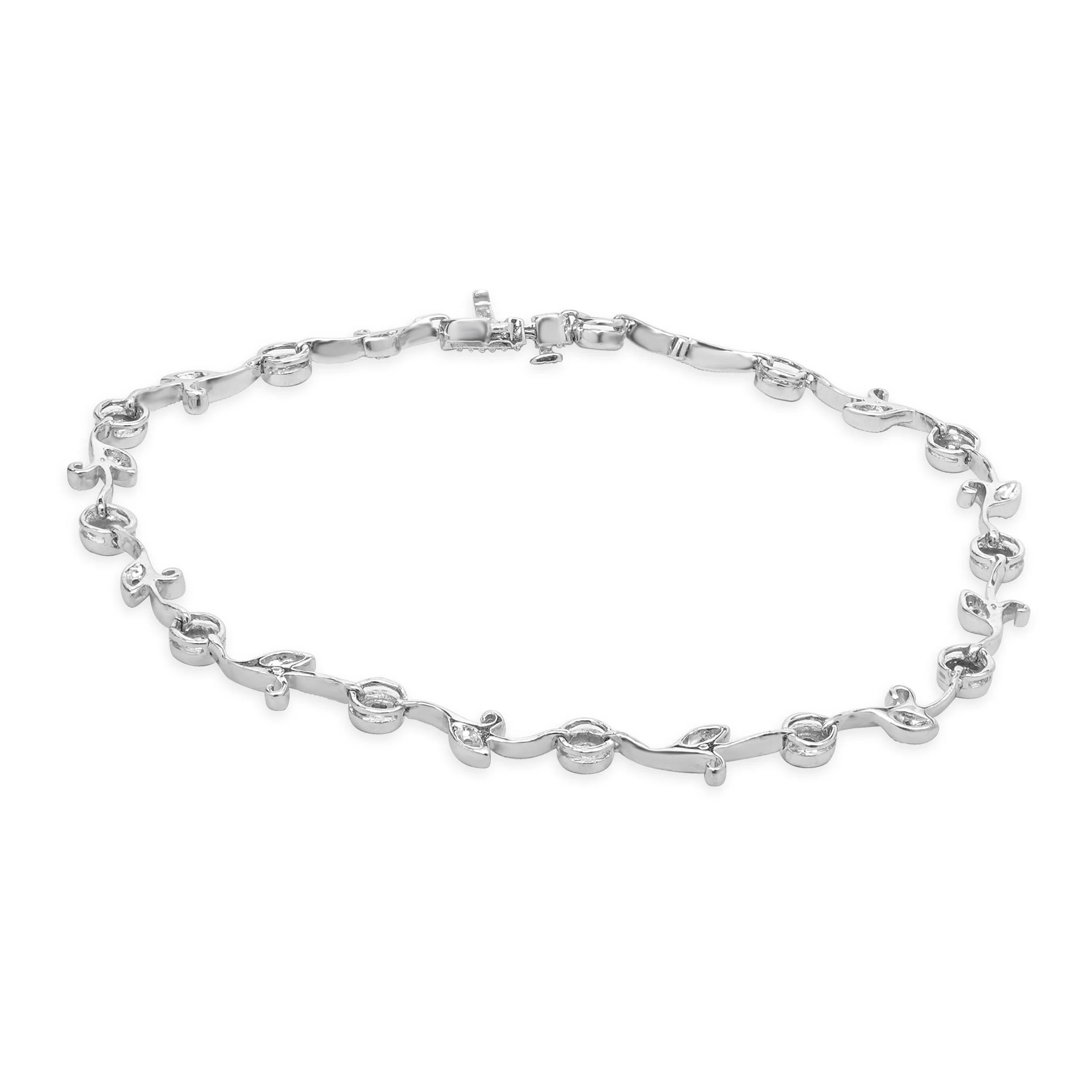 14 Karat White Gold Diamond Vine Inline Bracelet - Image 2
