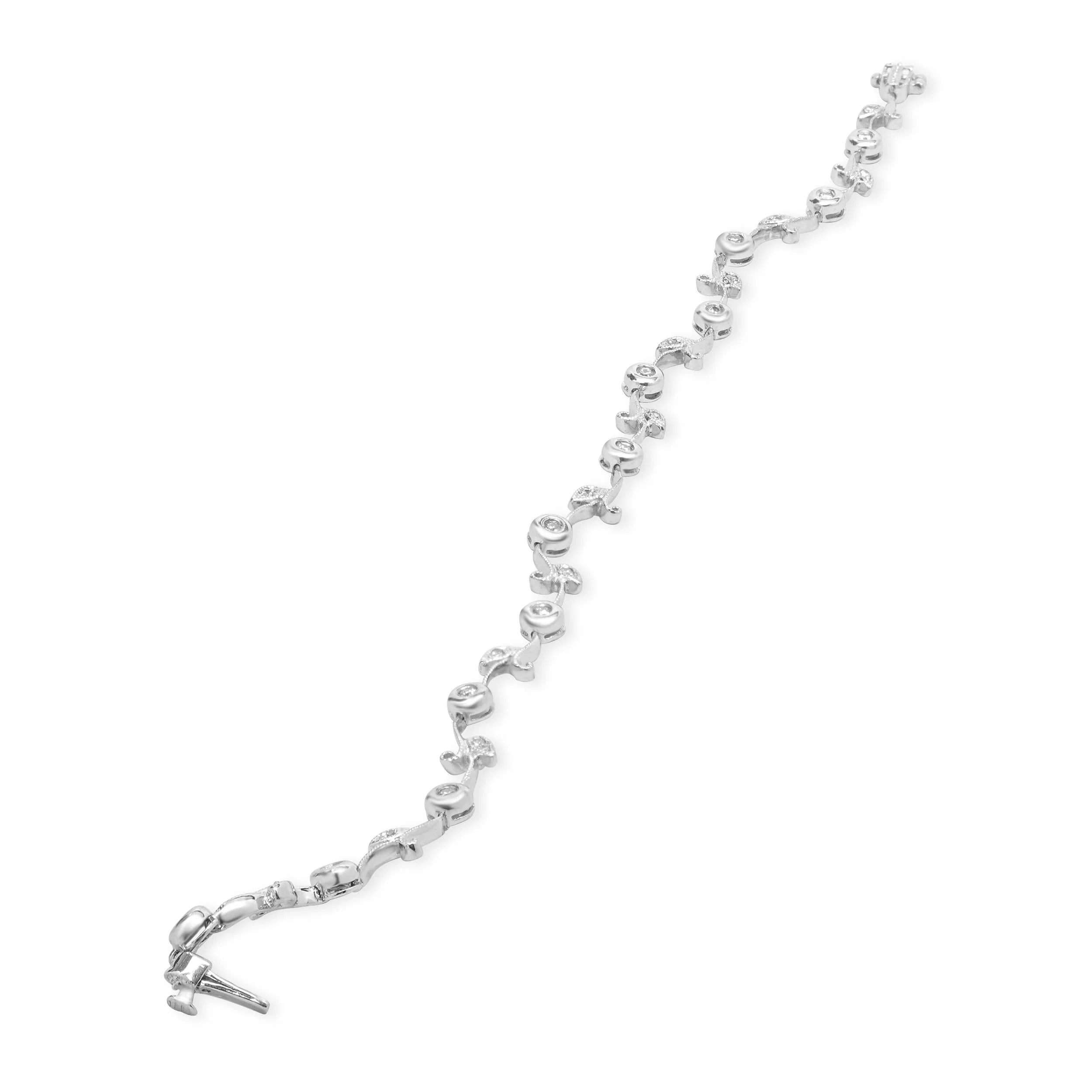 14 Karat White Gold Diamond Vine Inline Bracelet - Image 3