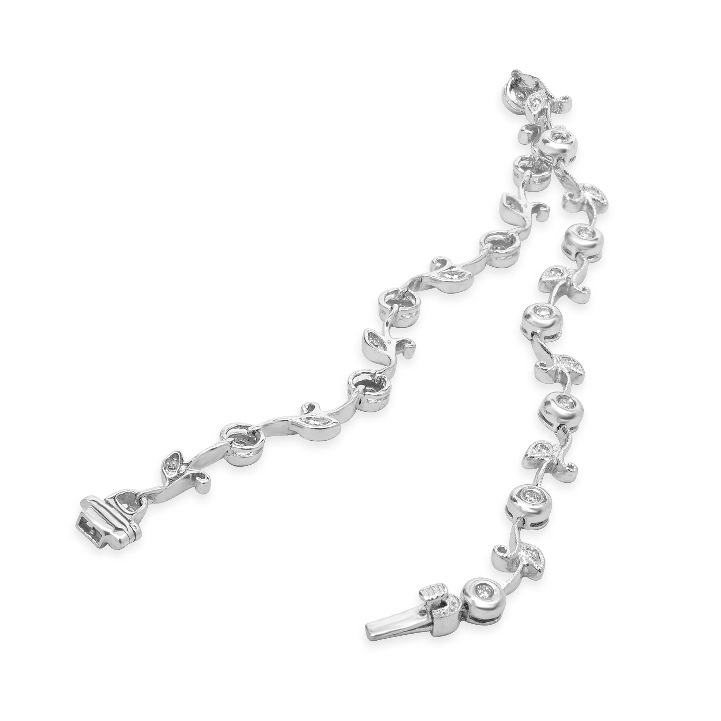 14 Karat White Gold Diamond Vine Inline Bracelet - Image 4