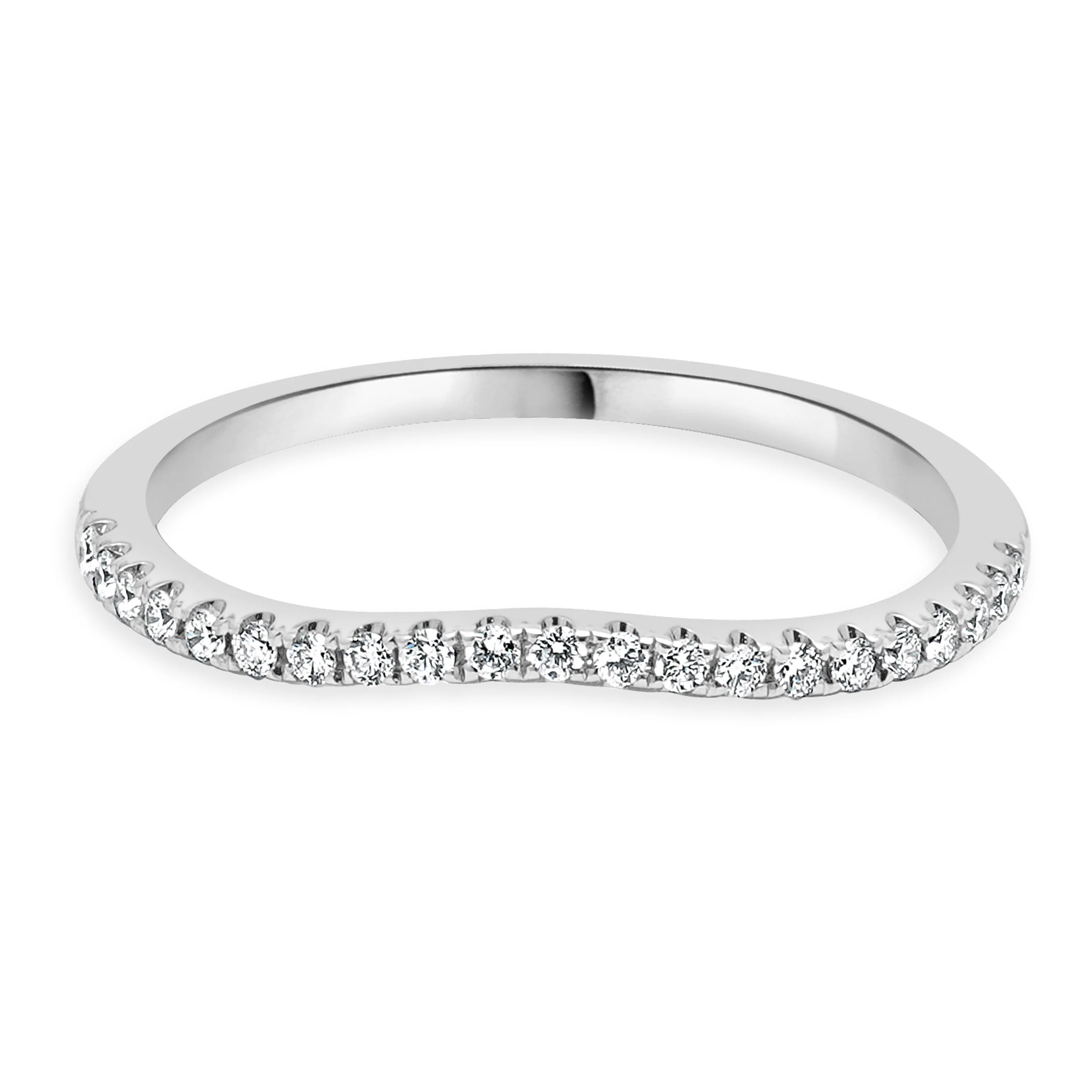 14 Karat White Gold Diamond Wave Band