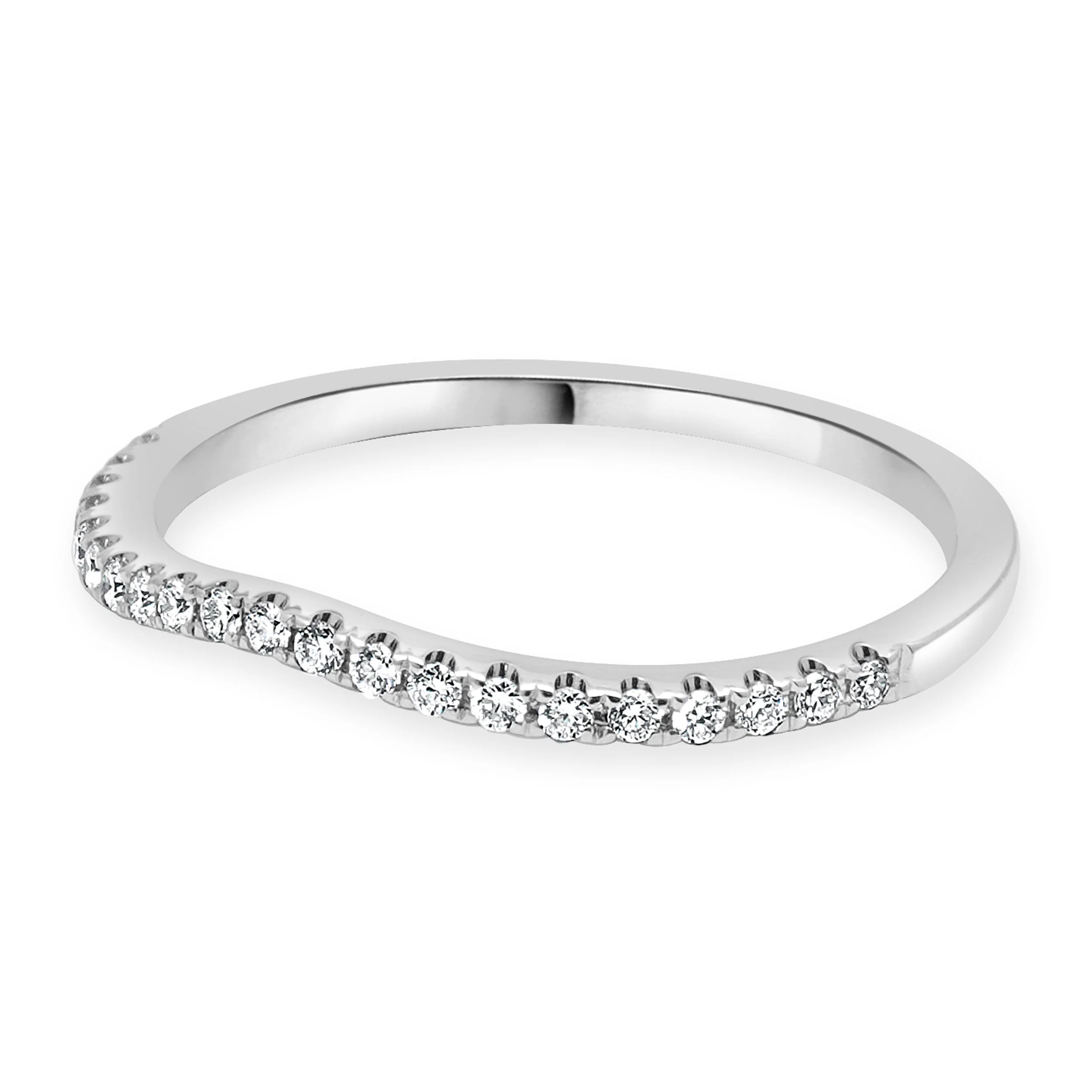 14 Karat White Gold Diamond Wave Band - Image 2