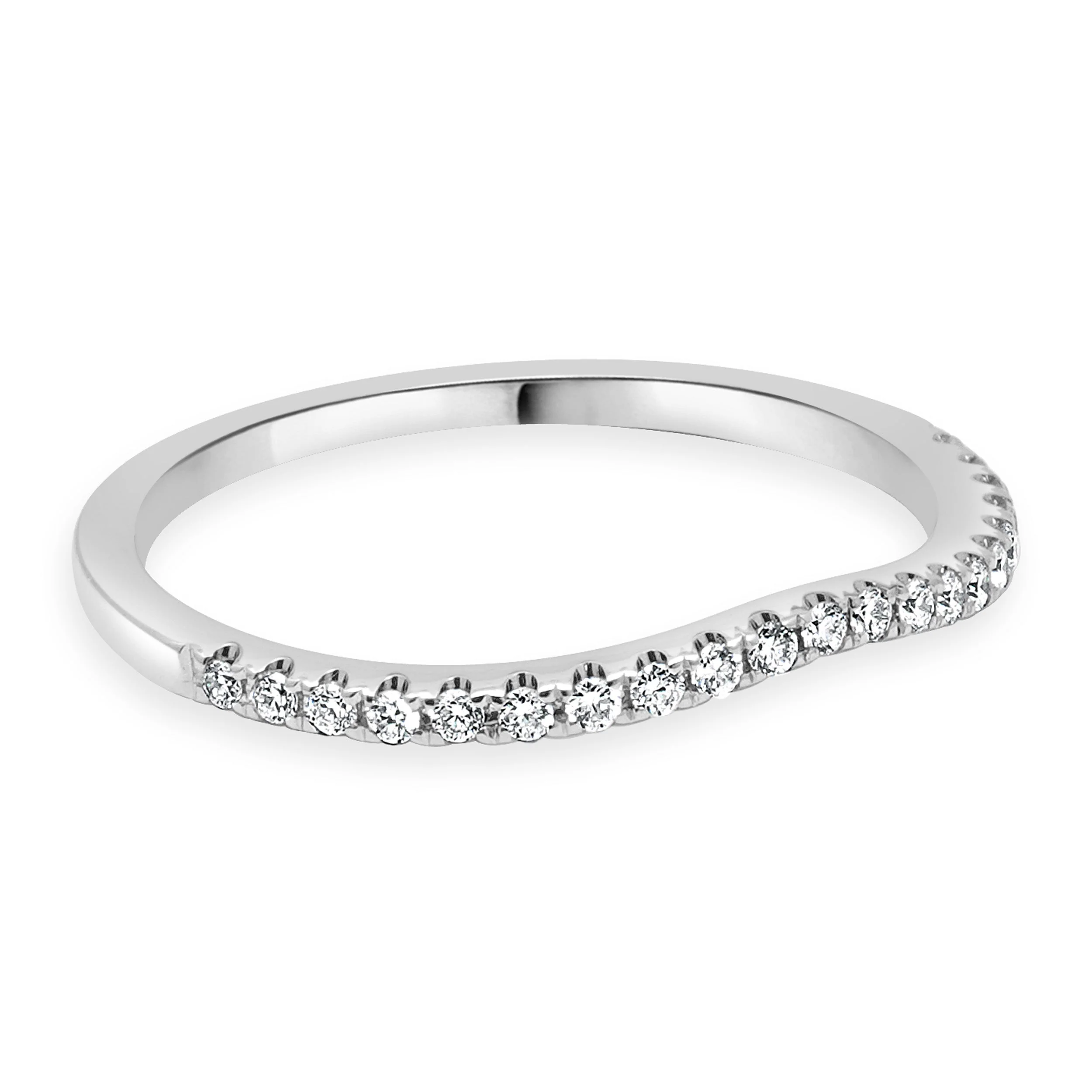 14 Karat White Gold Diamond Wave Band - Image 4