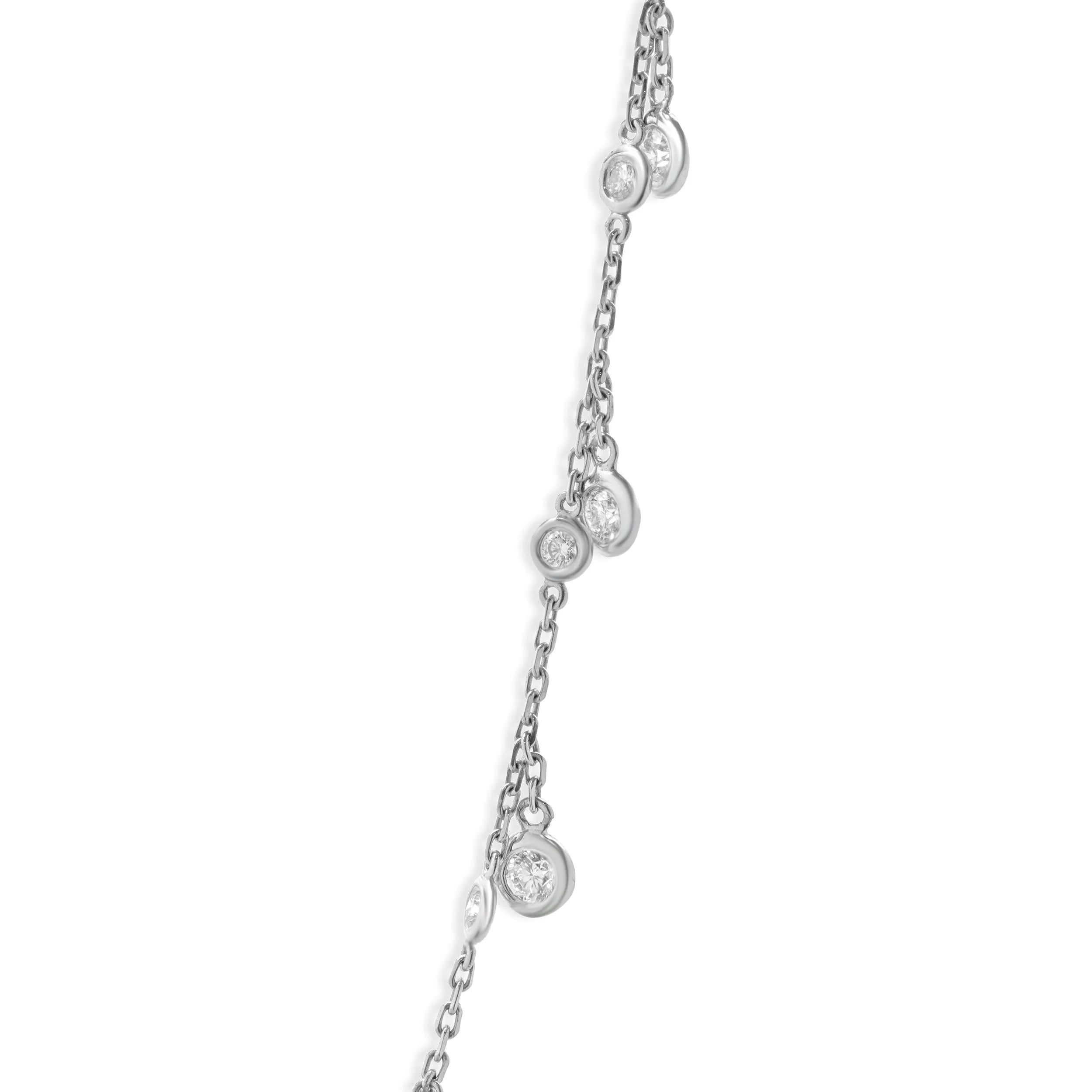 14 Karat White Gold Diamonds By The Yard Dangle Necklace - Image 2