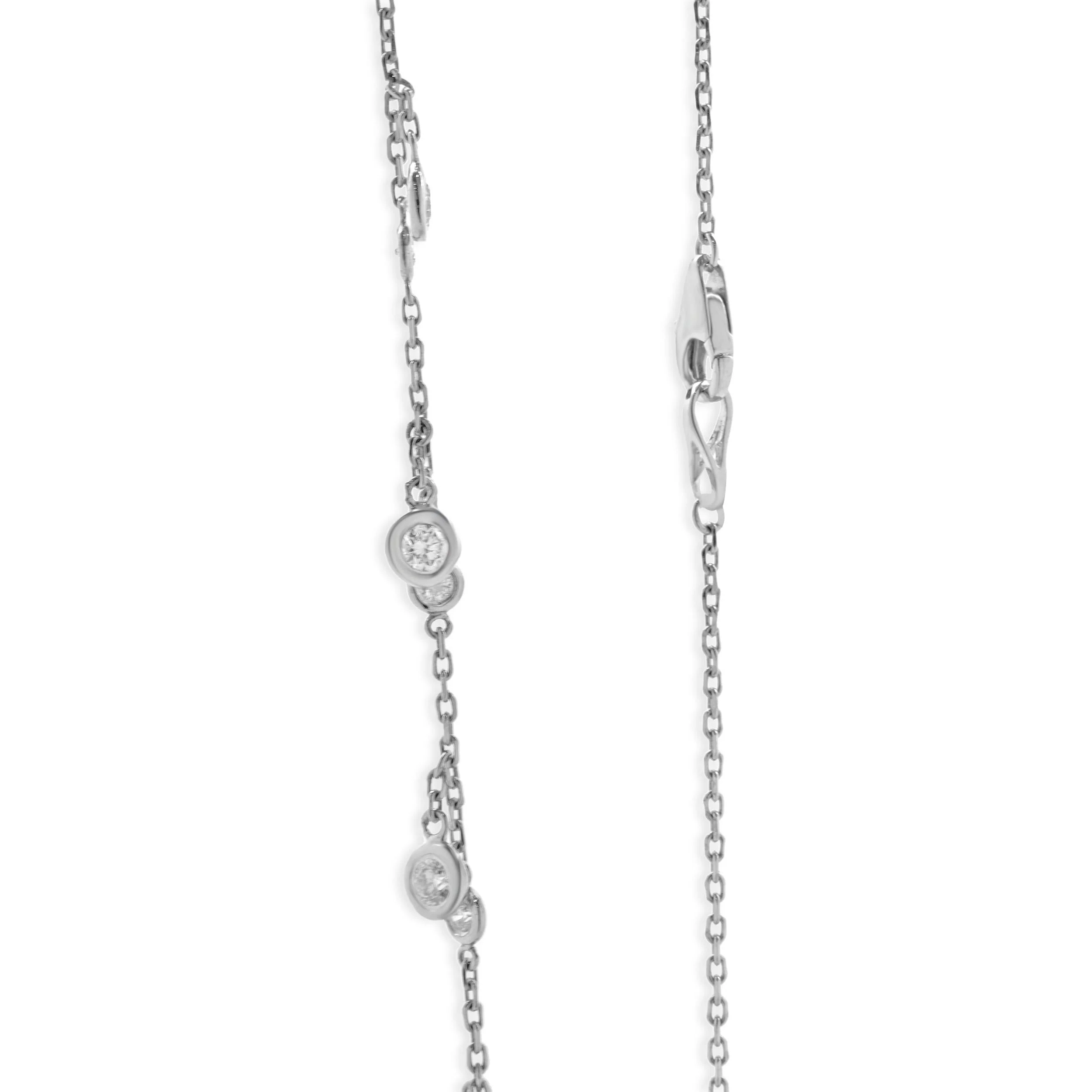 14 Karat White Gold Diamonds By The Yard Dangle Necklace - Image 3